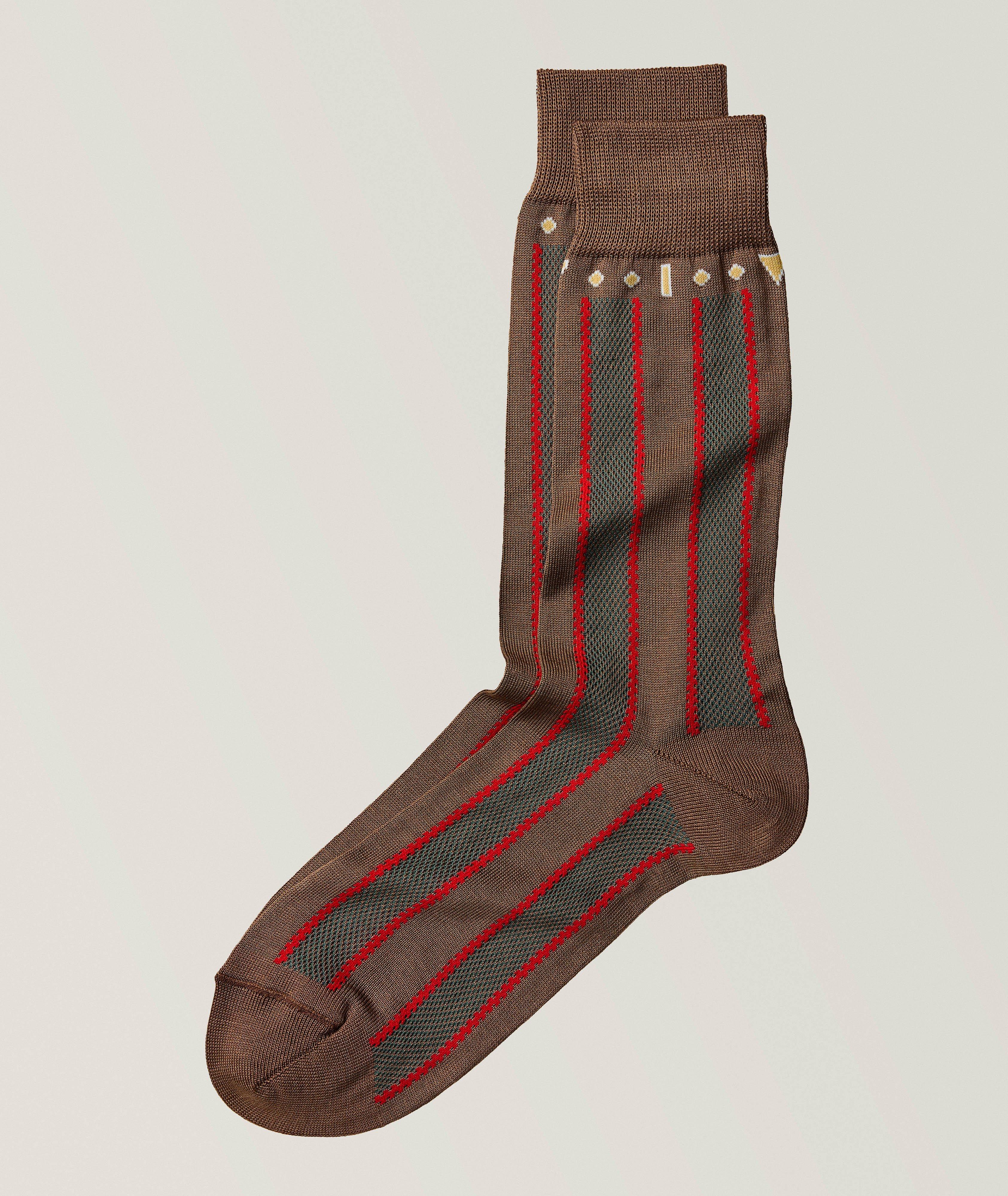 Panel Stripe Cotton-Polyamide Dress Socks