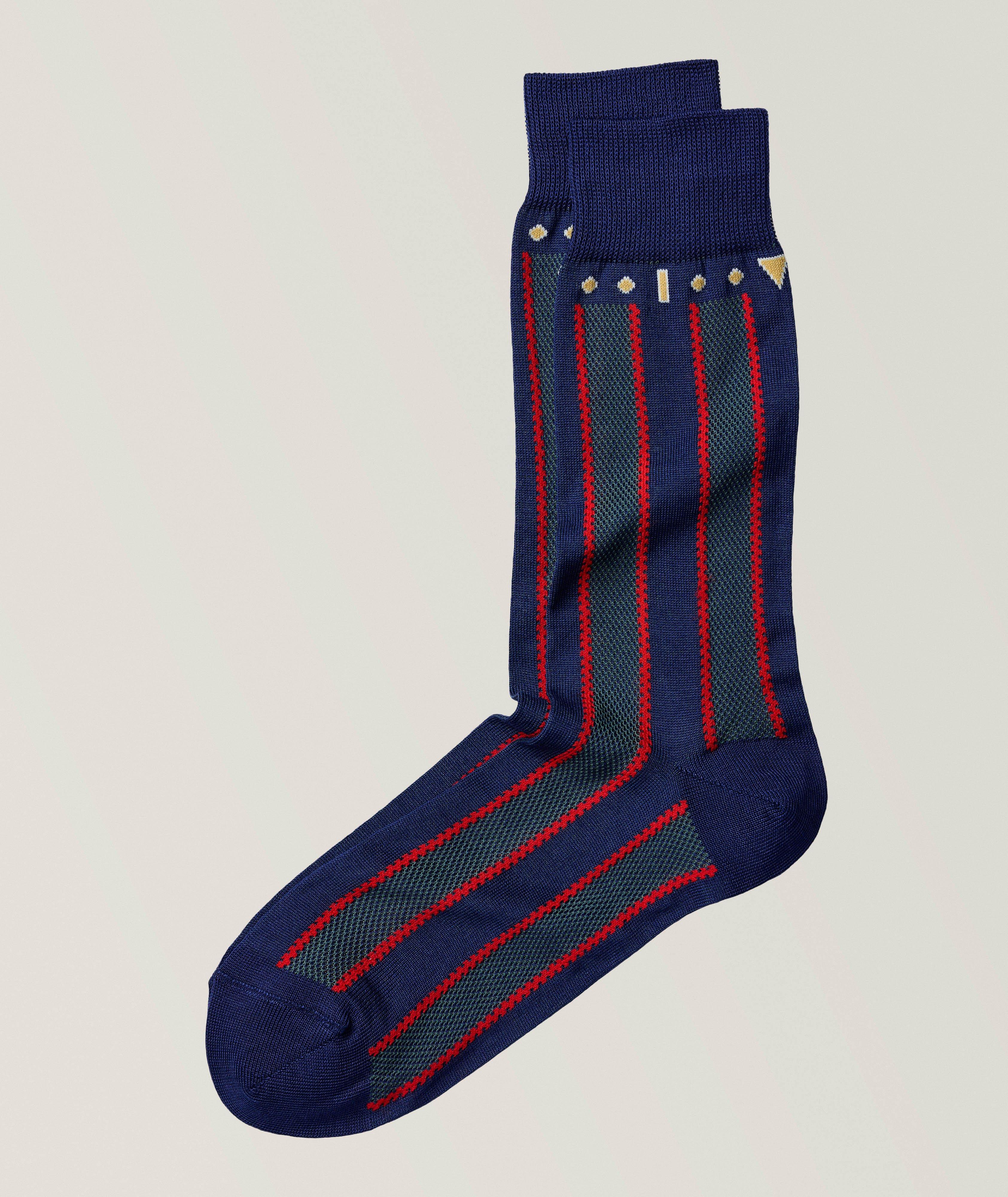 Panel Stripe Cotton-Polyamide Dress Socks  image 0