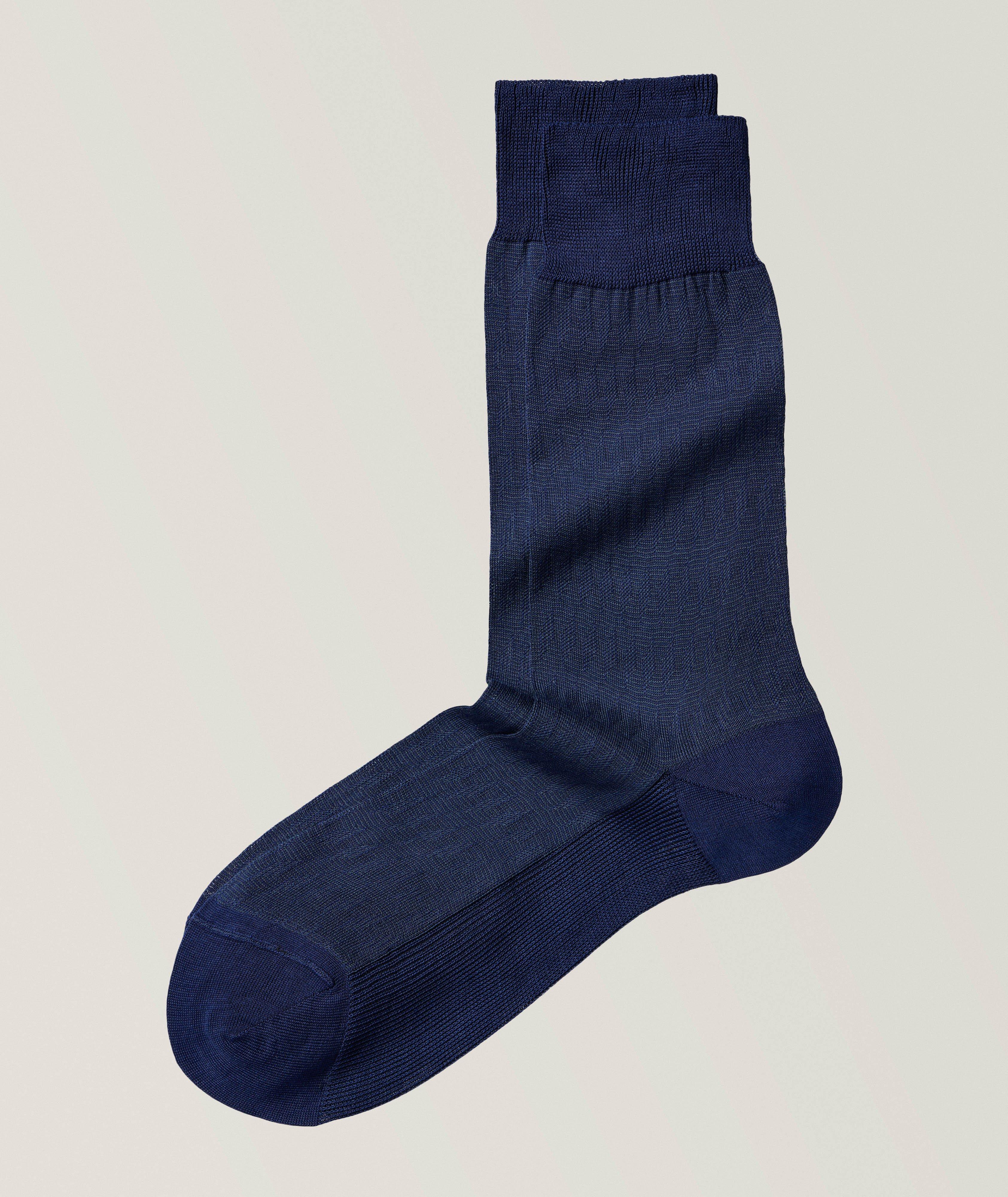 Geometric Cotton-Blend Dress Socks