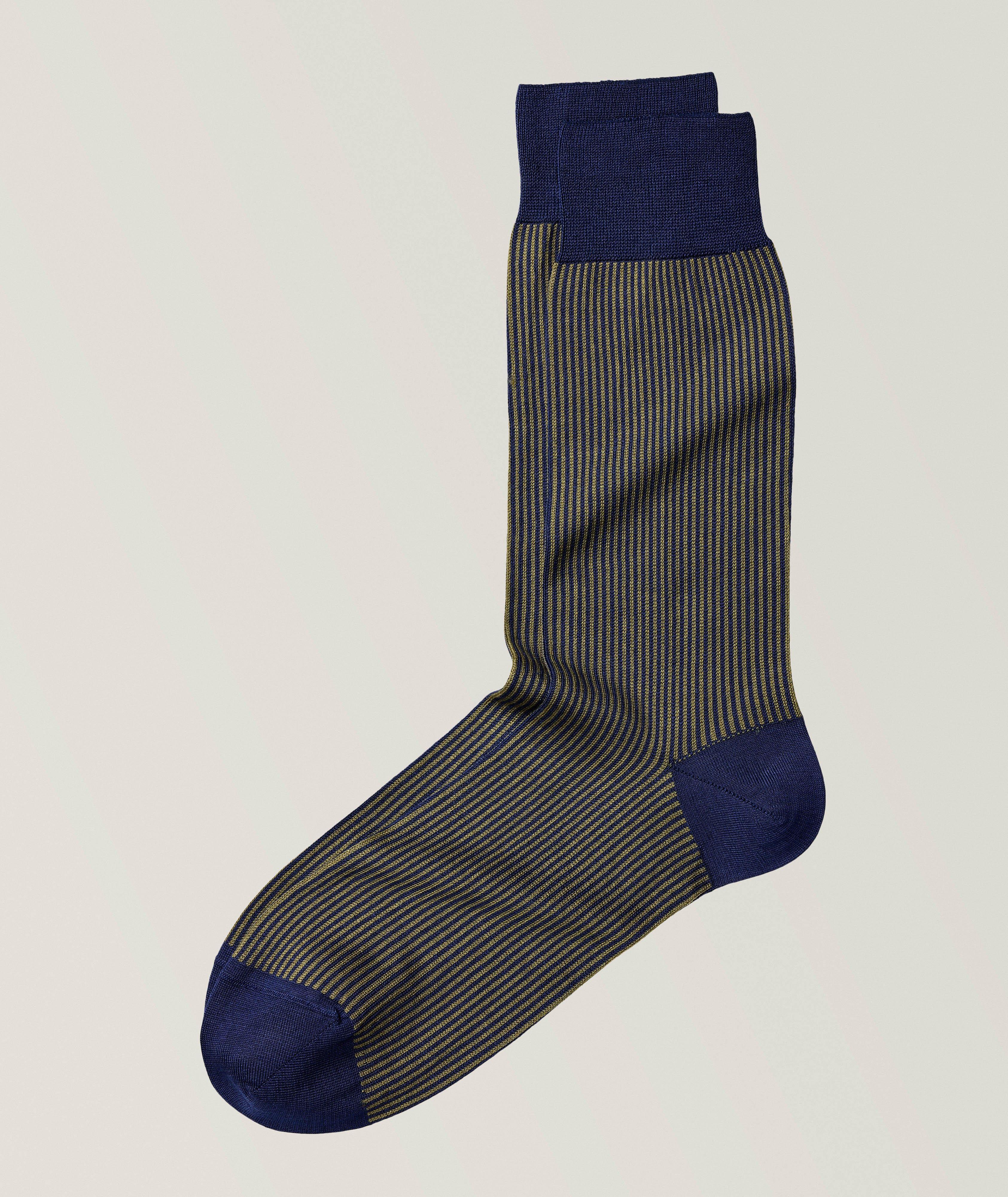 Pinstripe Max Cotton-Blend Dress Socks