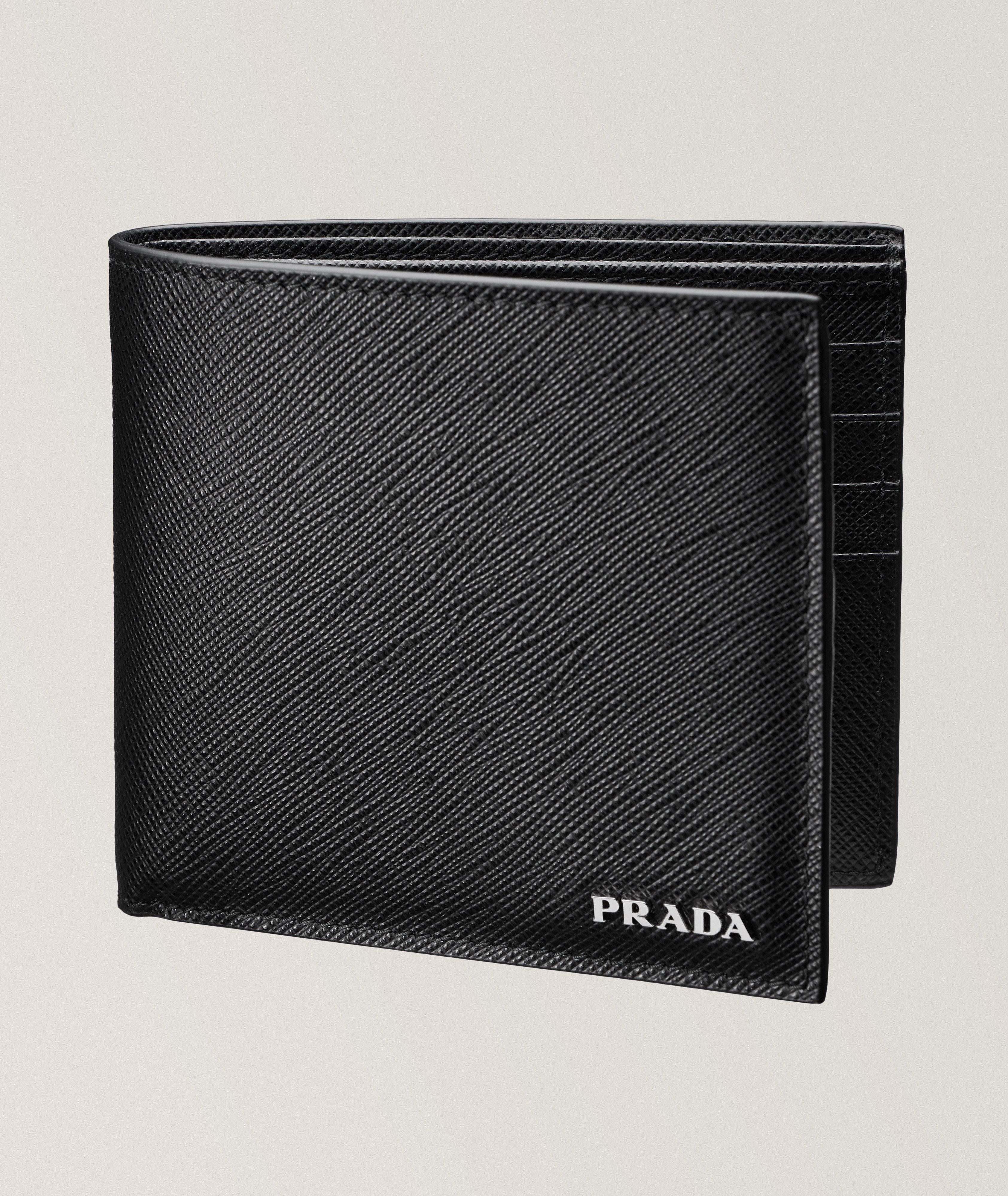 Letter Logo Saffiano Leather Bifold Wallet