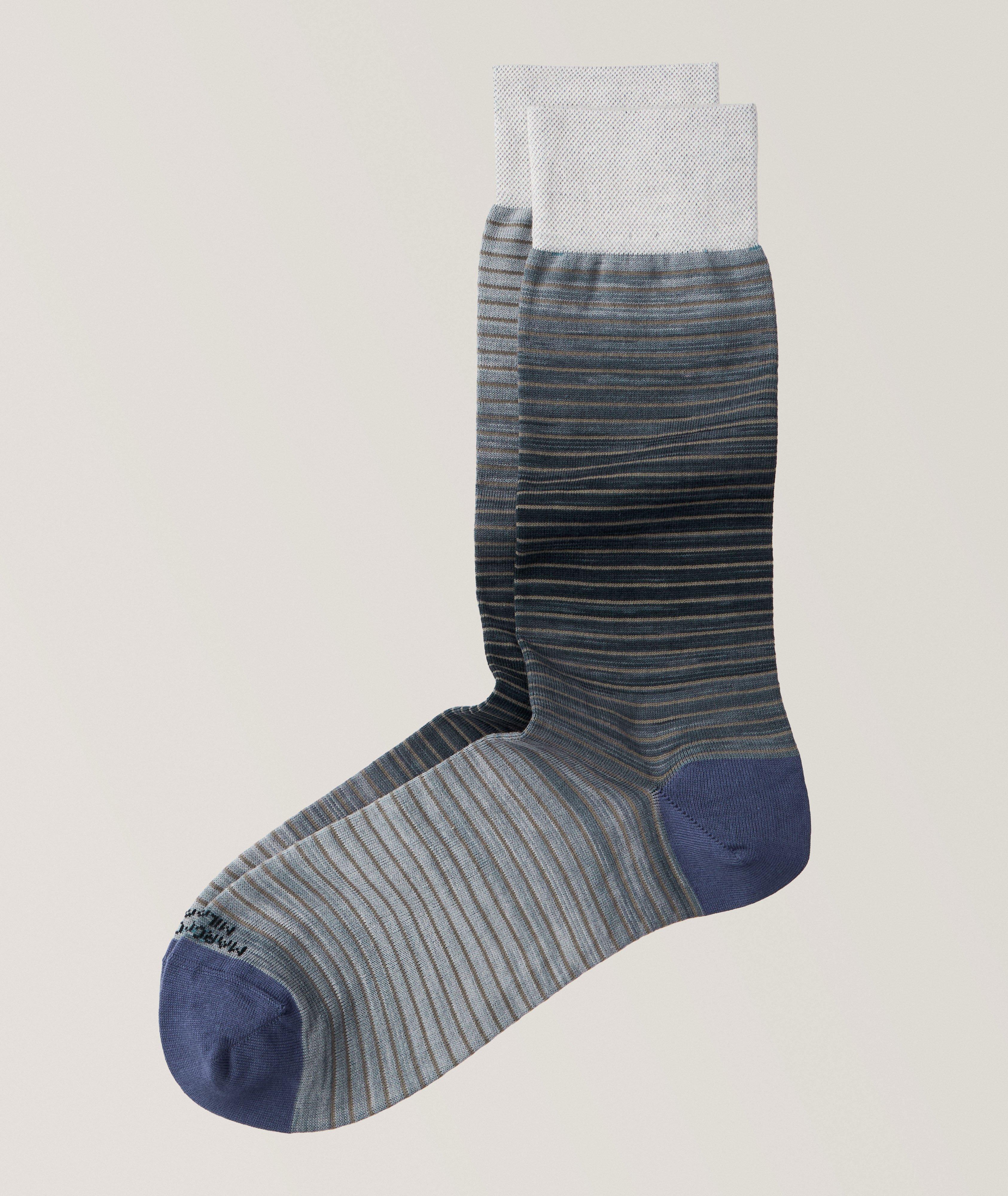 Shaded Stripe Pima Cotton-Nylon Dress Socks  image 0