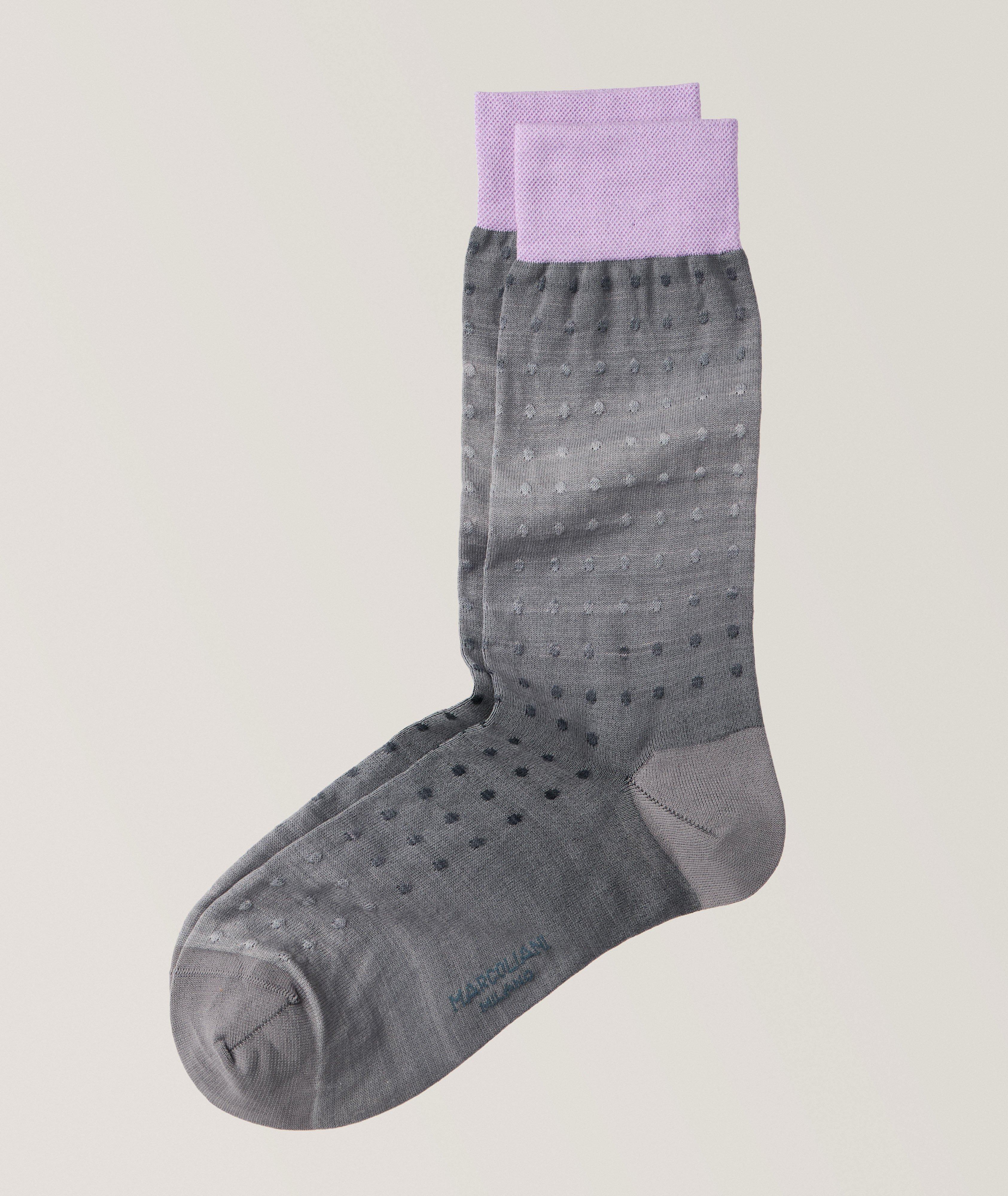Aquarelle Collection Shaded Polka Dot Pima Cotton-Nylon Dress Socks  image 0