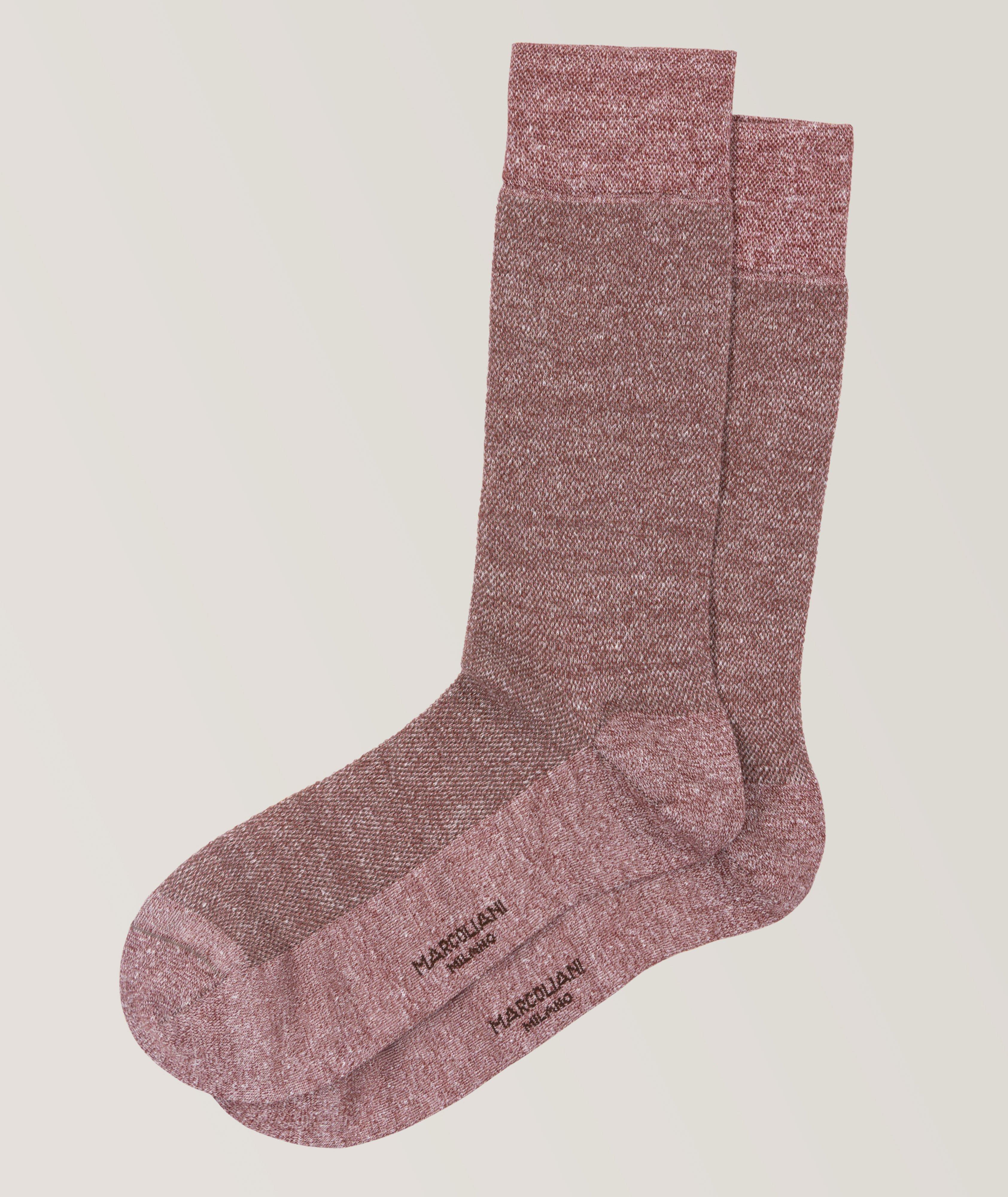 Piqué Linen-Cotton Blend Dress Socks