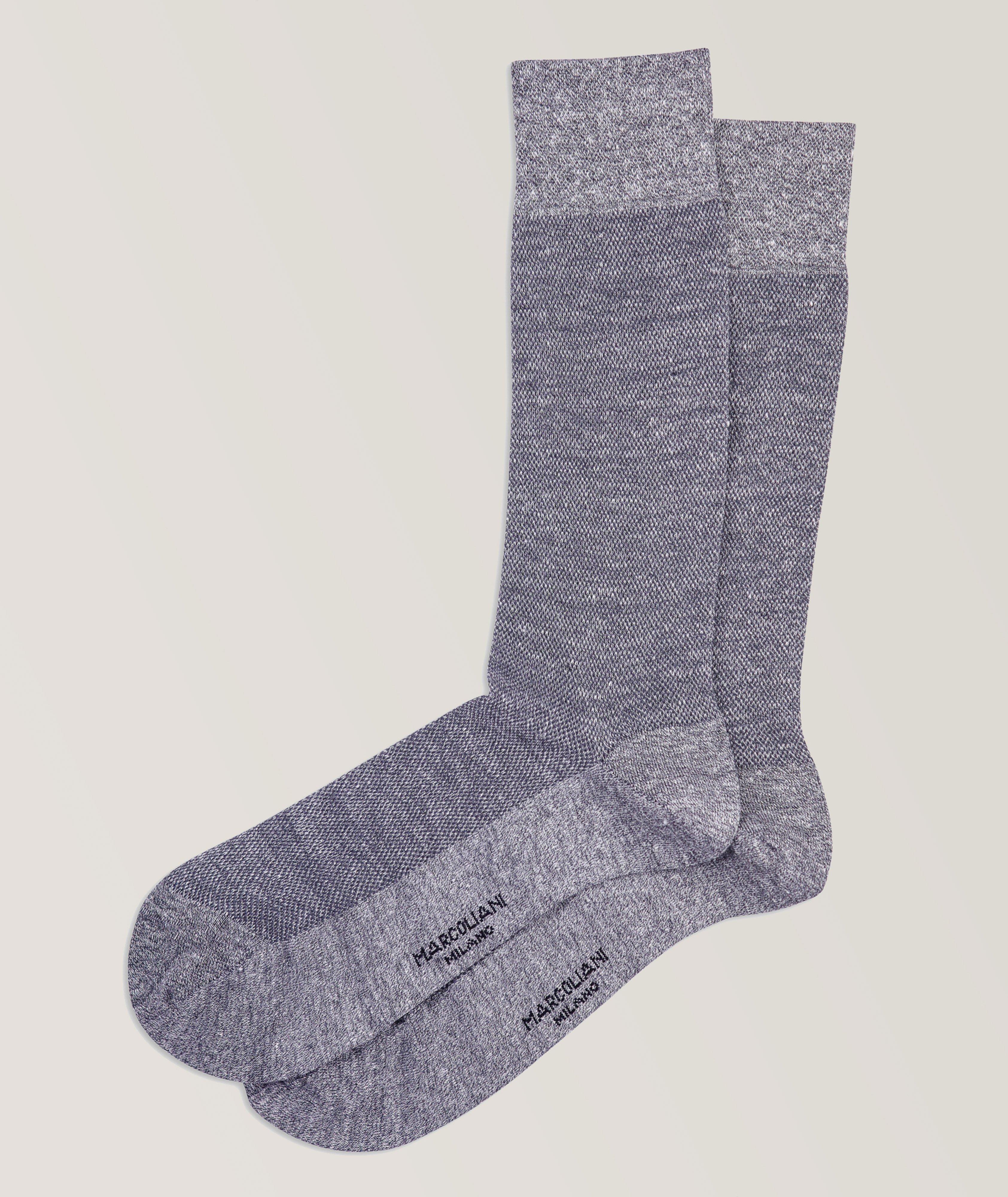 Piqué Linen-Cotton Blend Dress Socks image 0