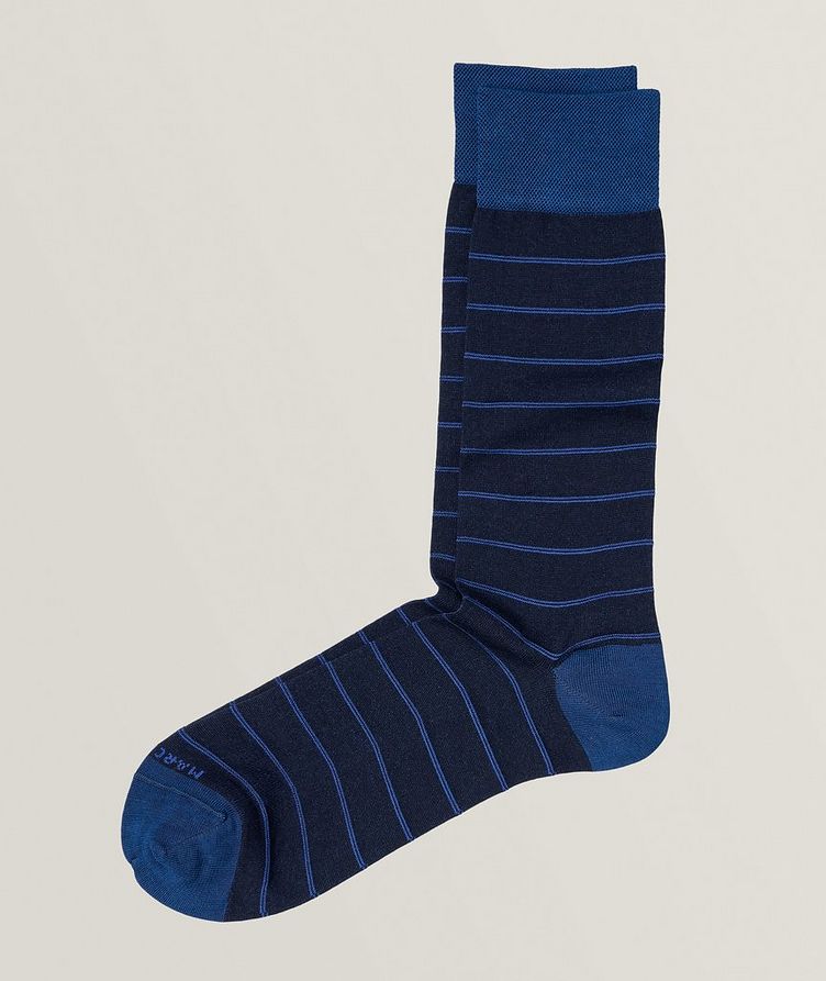 Micro Stripes Cotton Blend Crew Socks image 0
