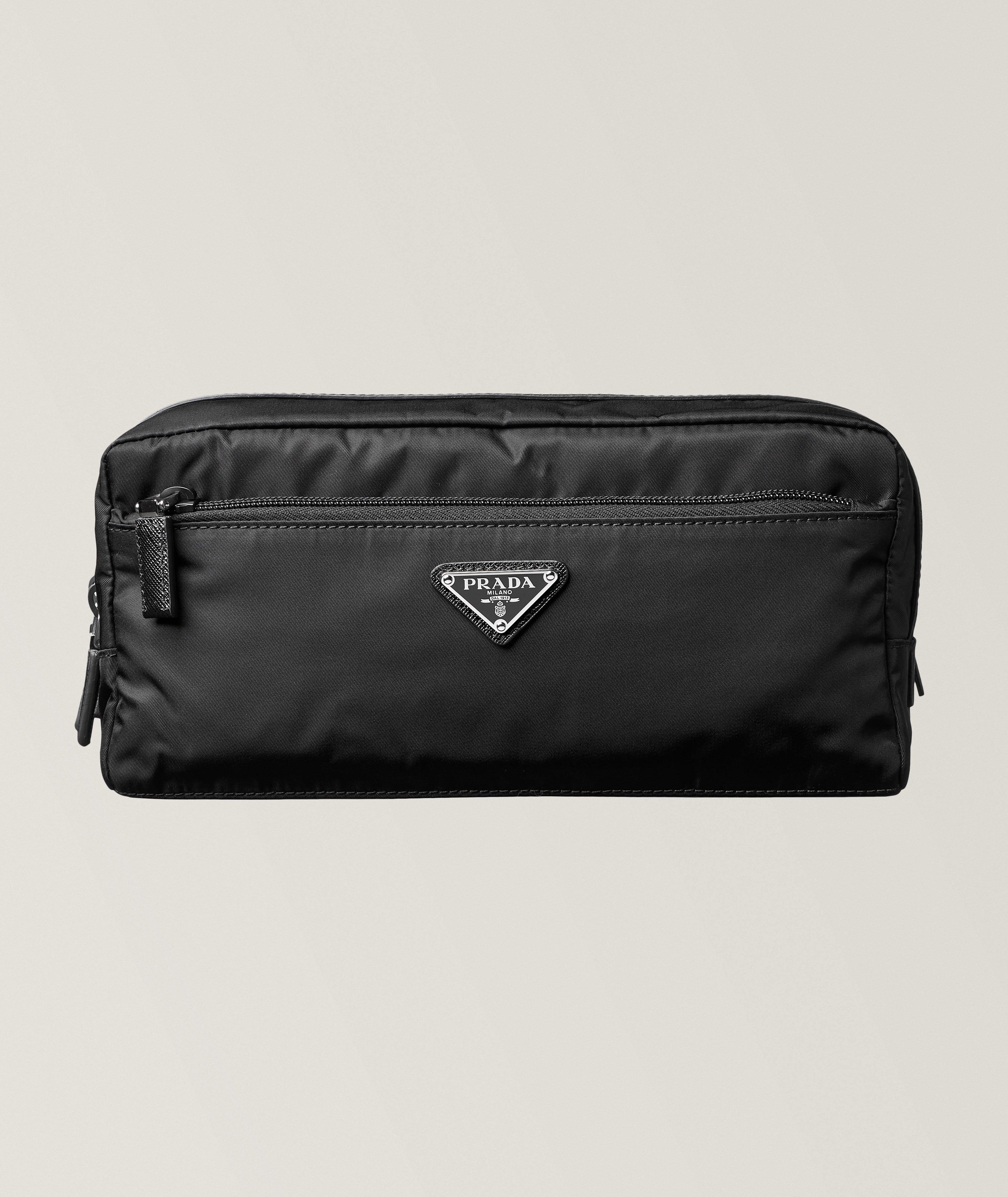 Re-Nylon & Saffiano Leather Toiletry Bag 