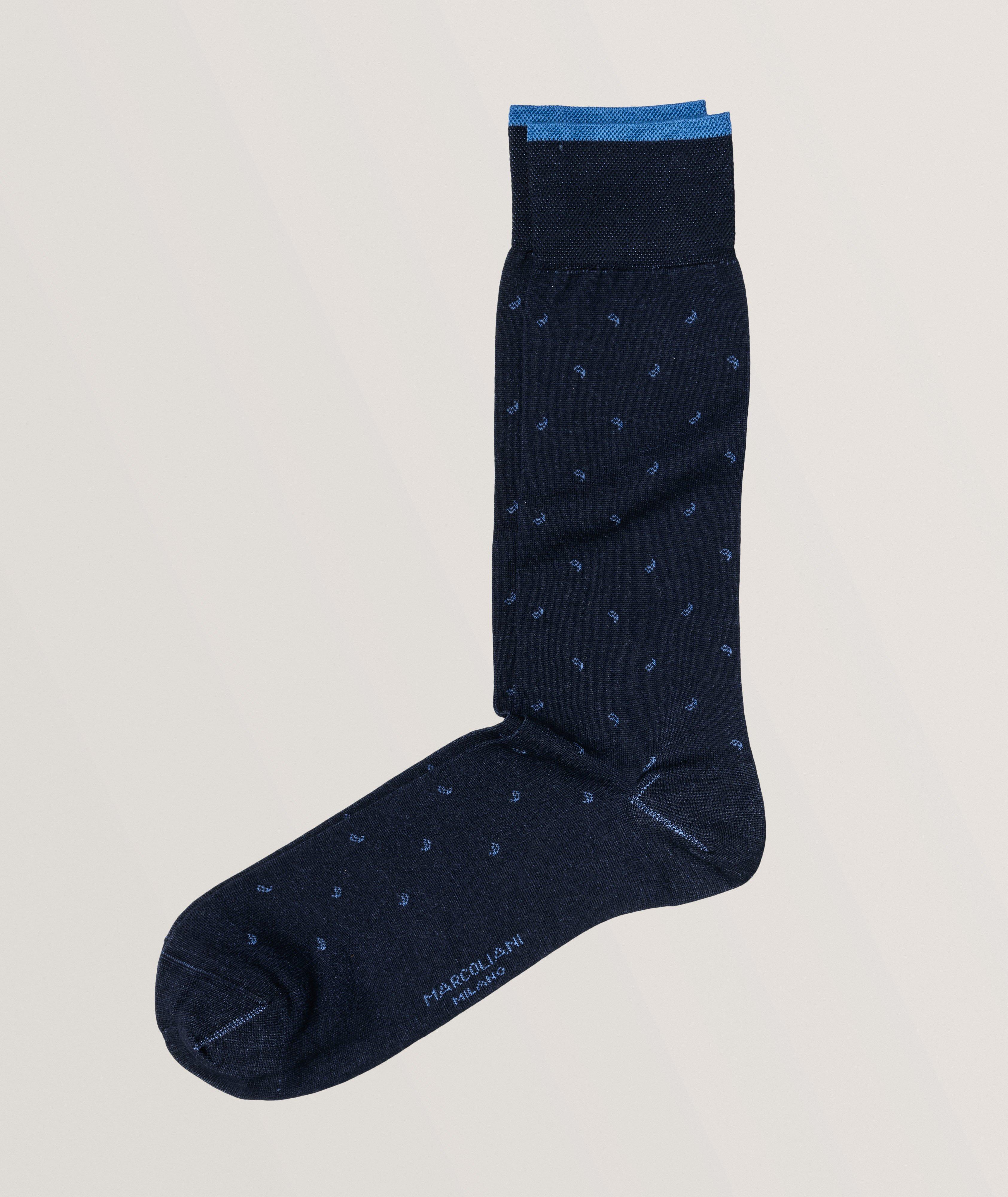 Micro Paisley Cotton Blend Crew Socks