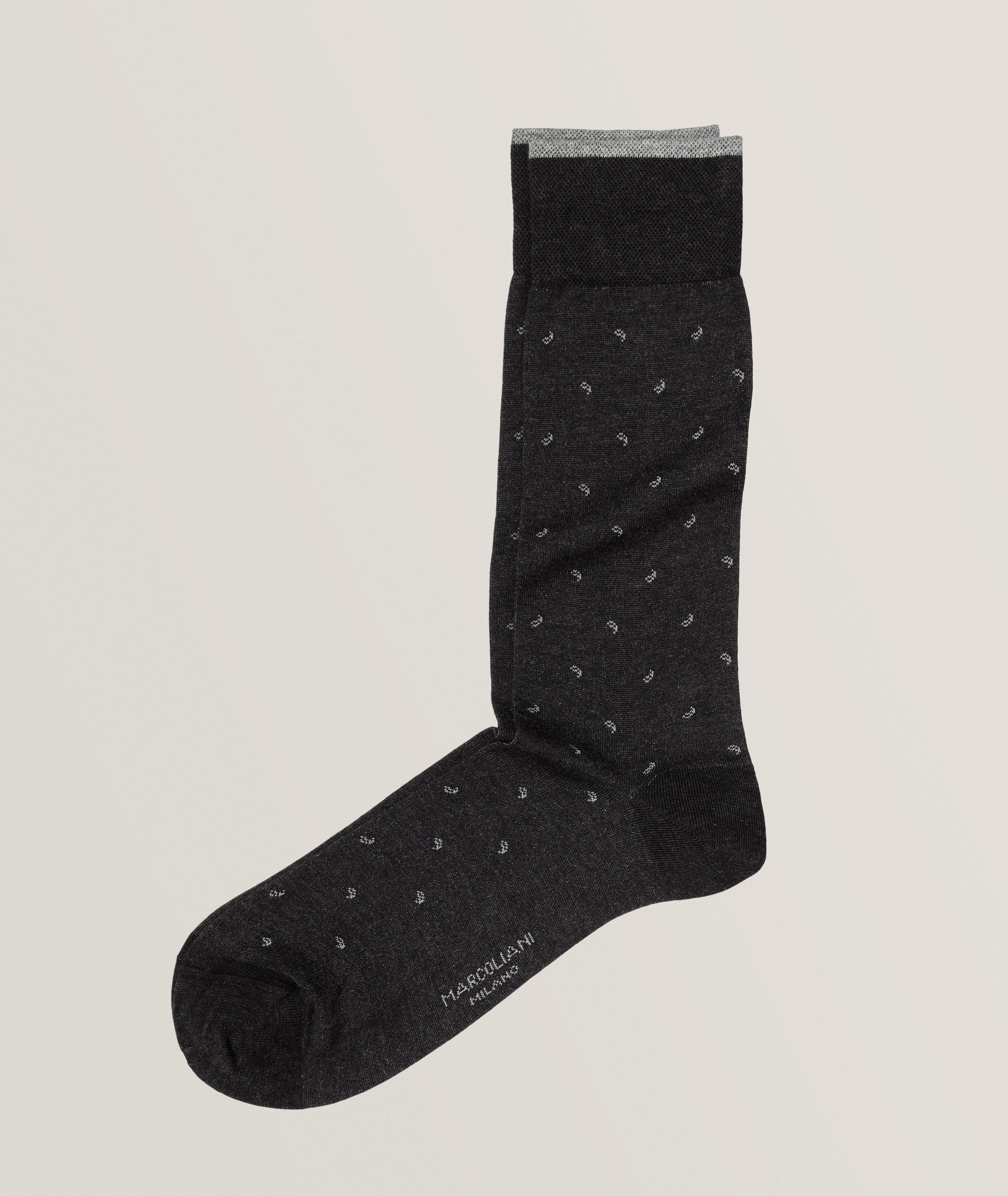 Micro Paisley Cotton Blend Crew Socks image 0