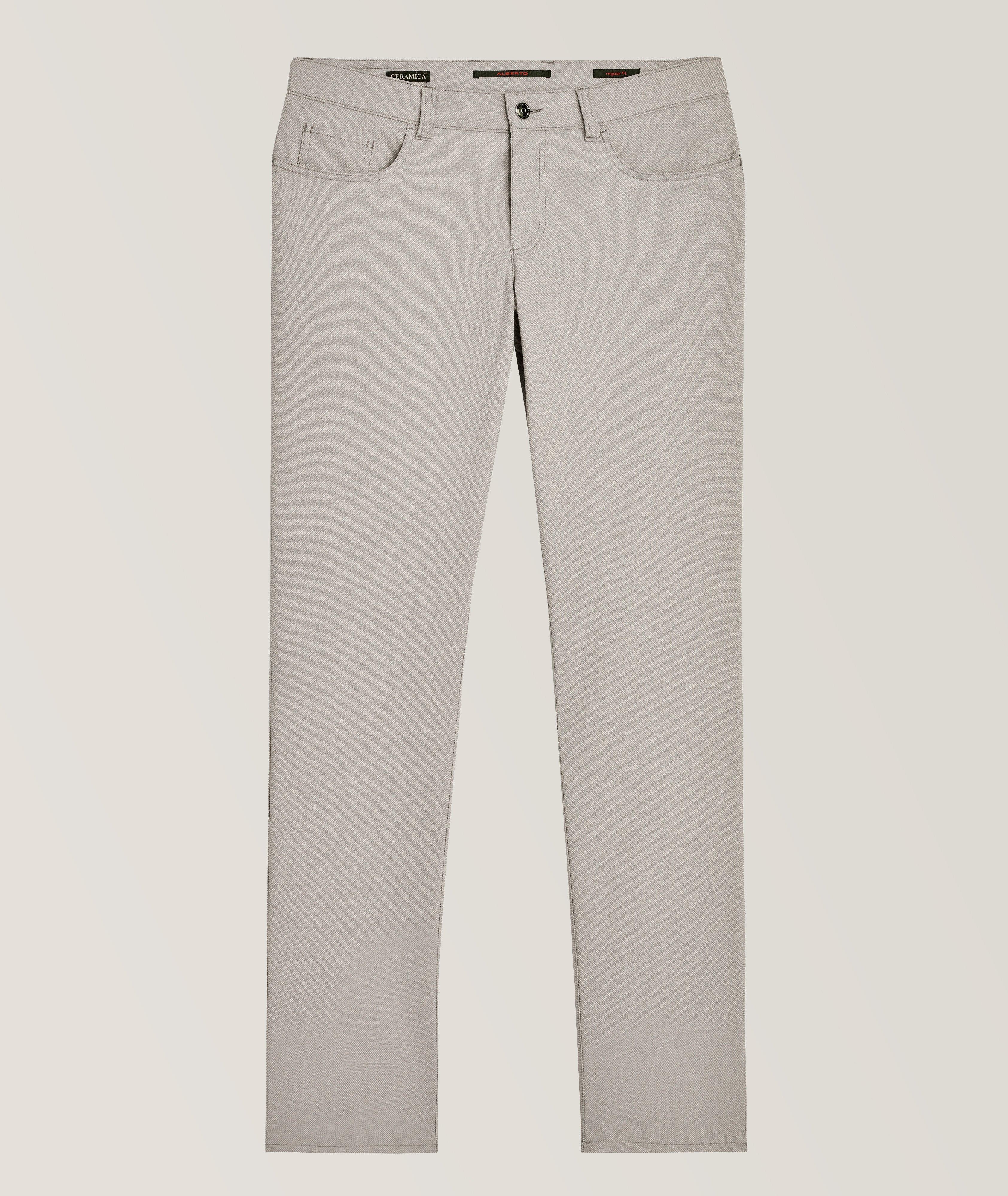 Pipe Two-Tone Textured Stretch-Fabric Pants image 0