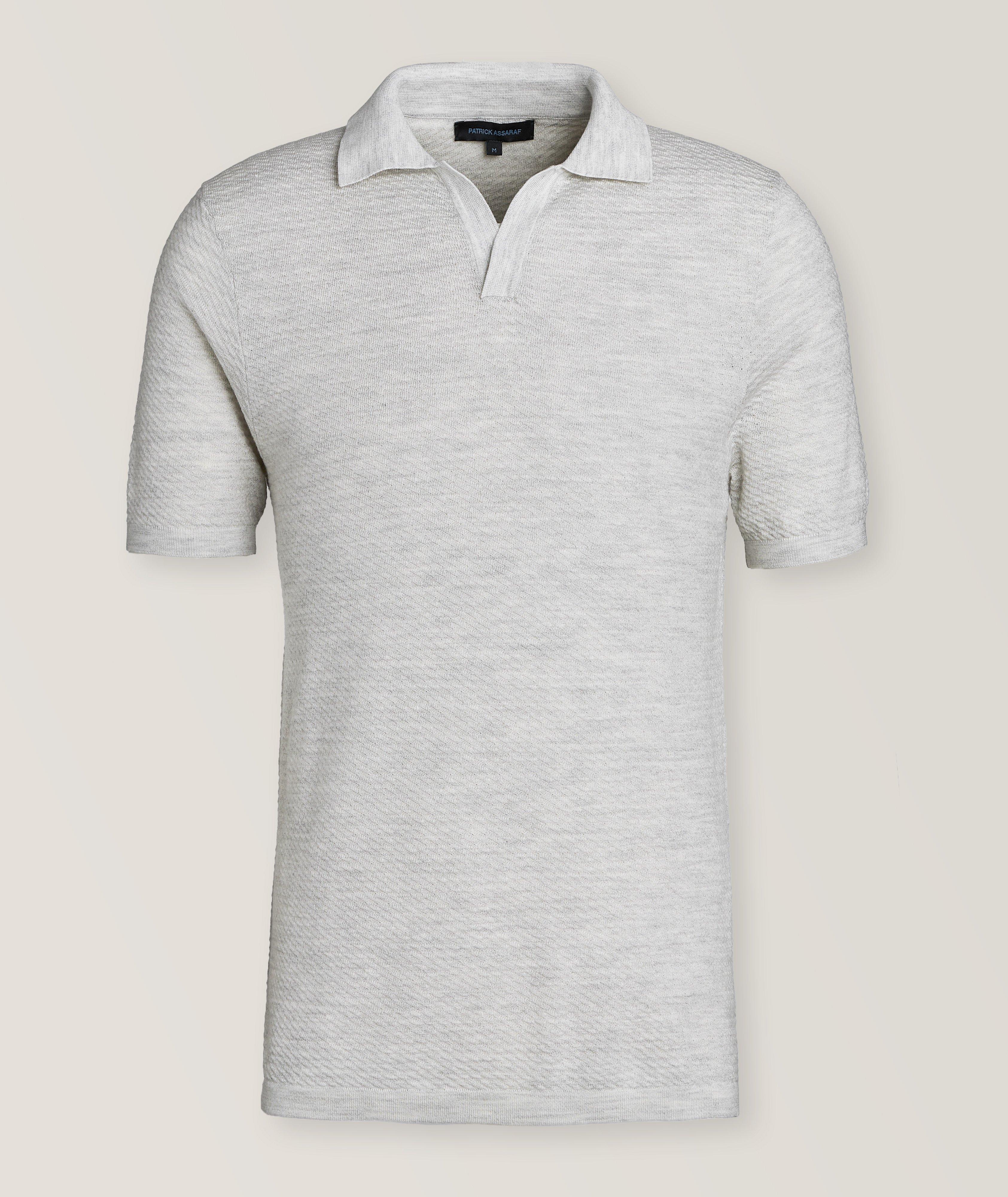 Textured Cotton-Blend Knit Polo  image 0