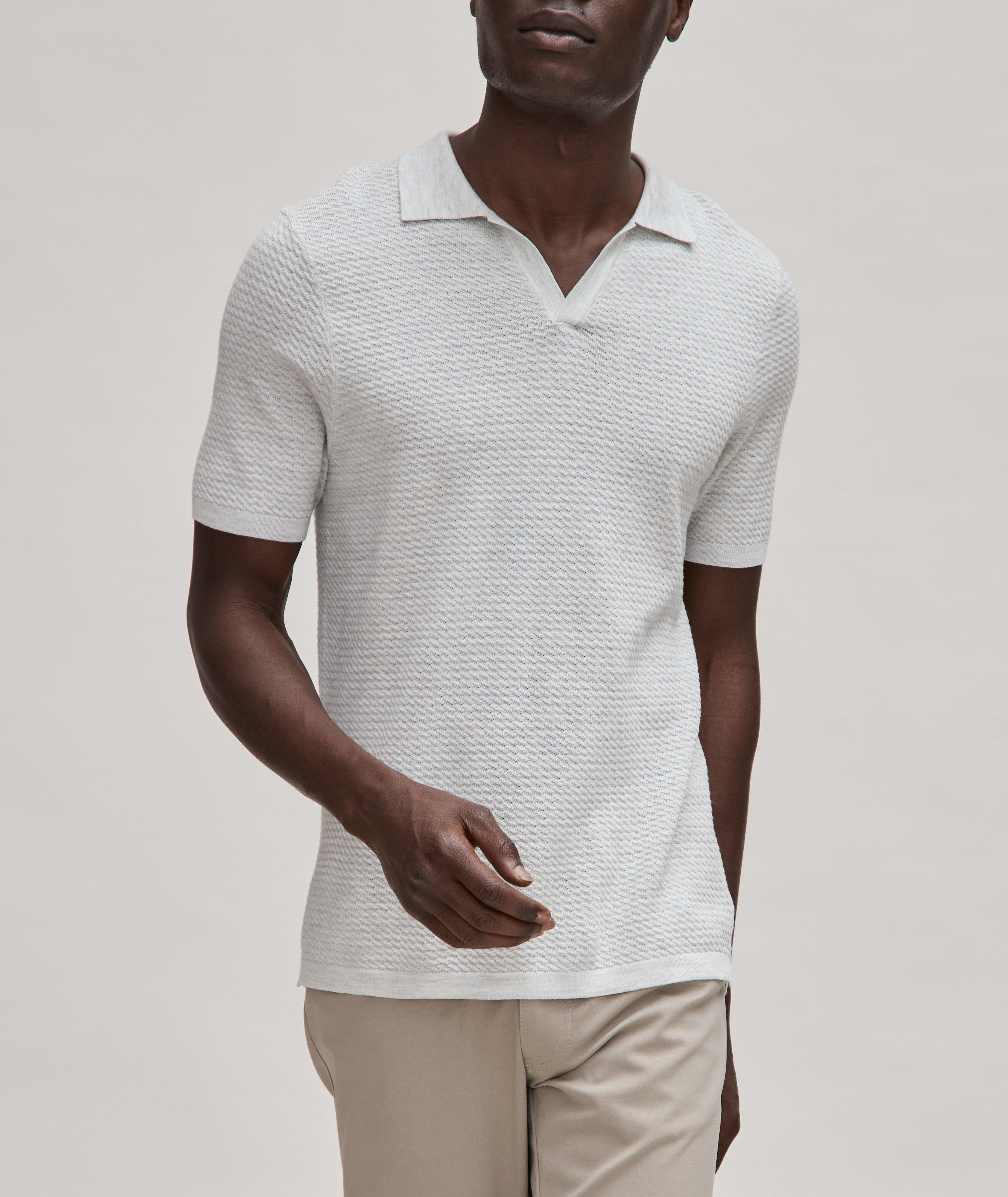 Textured Cotton-Blend Knit Polo  image 1