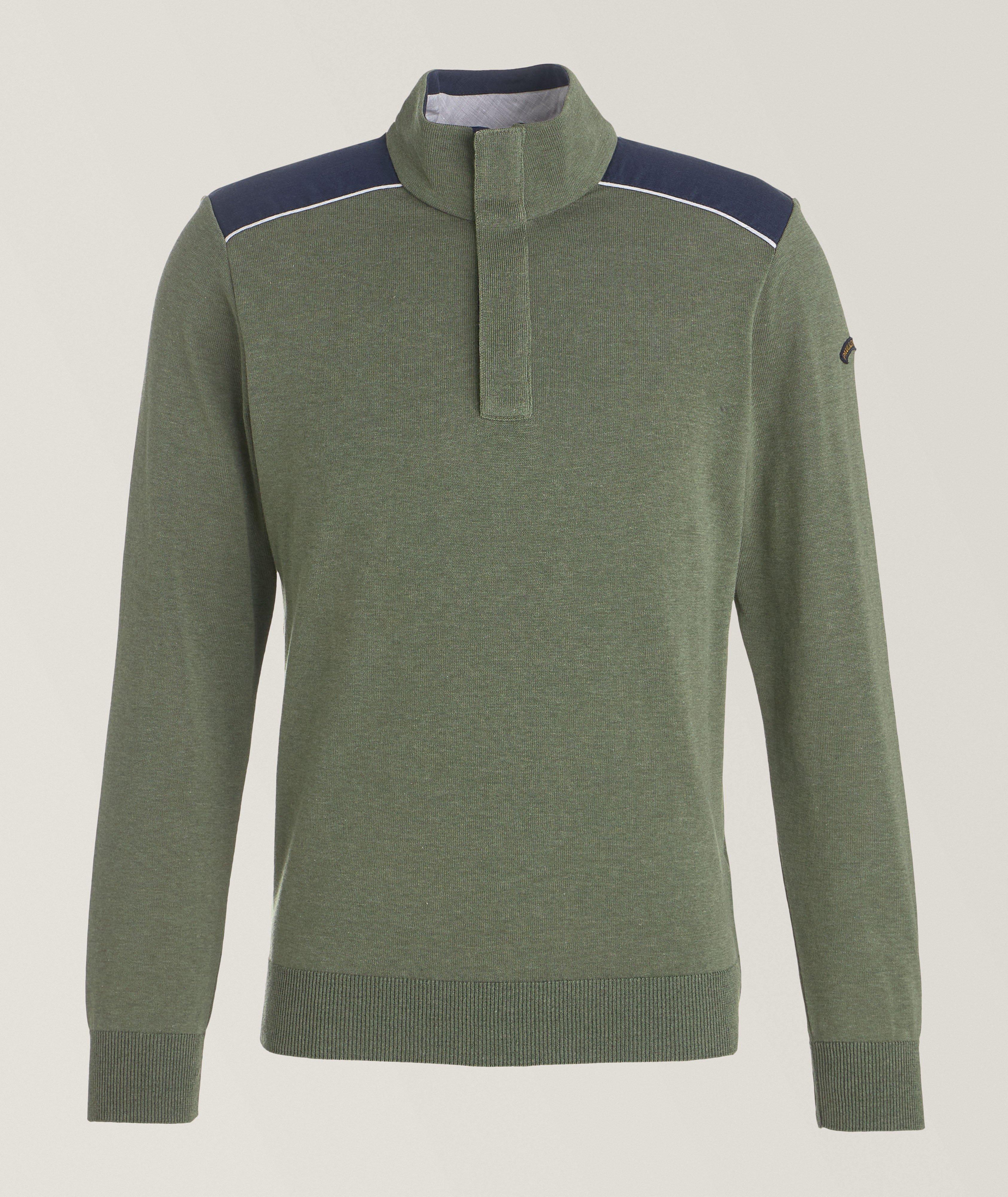 Contrast Shoulders Quarter-Zip Sweater image 0