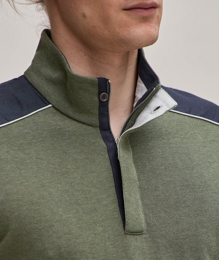 Contrast Shoulders Quarter-Zip Sweater image 3