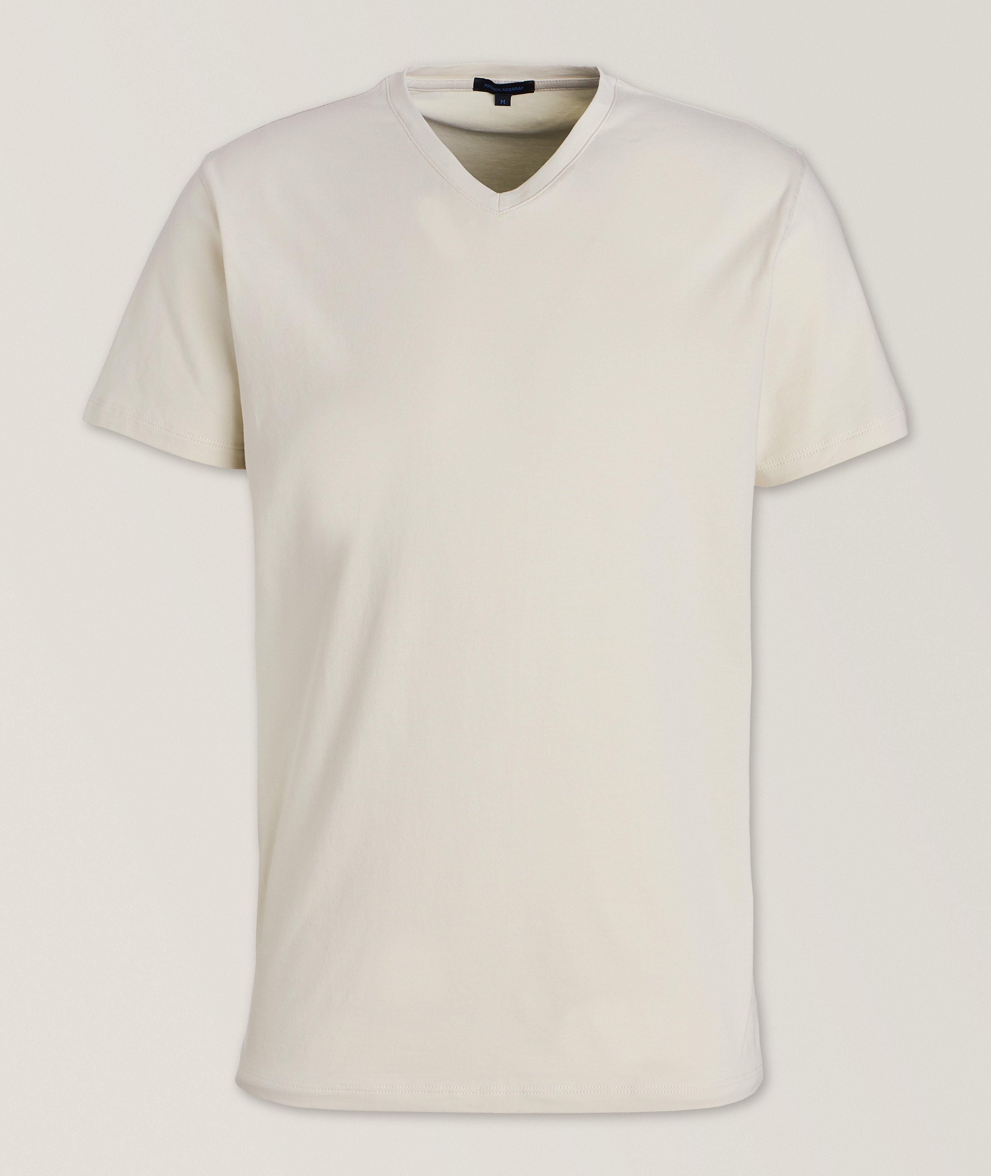 T-shirt en coton pima extensible à encolure en V image 0