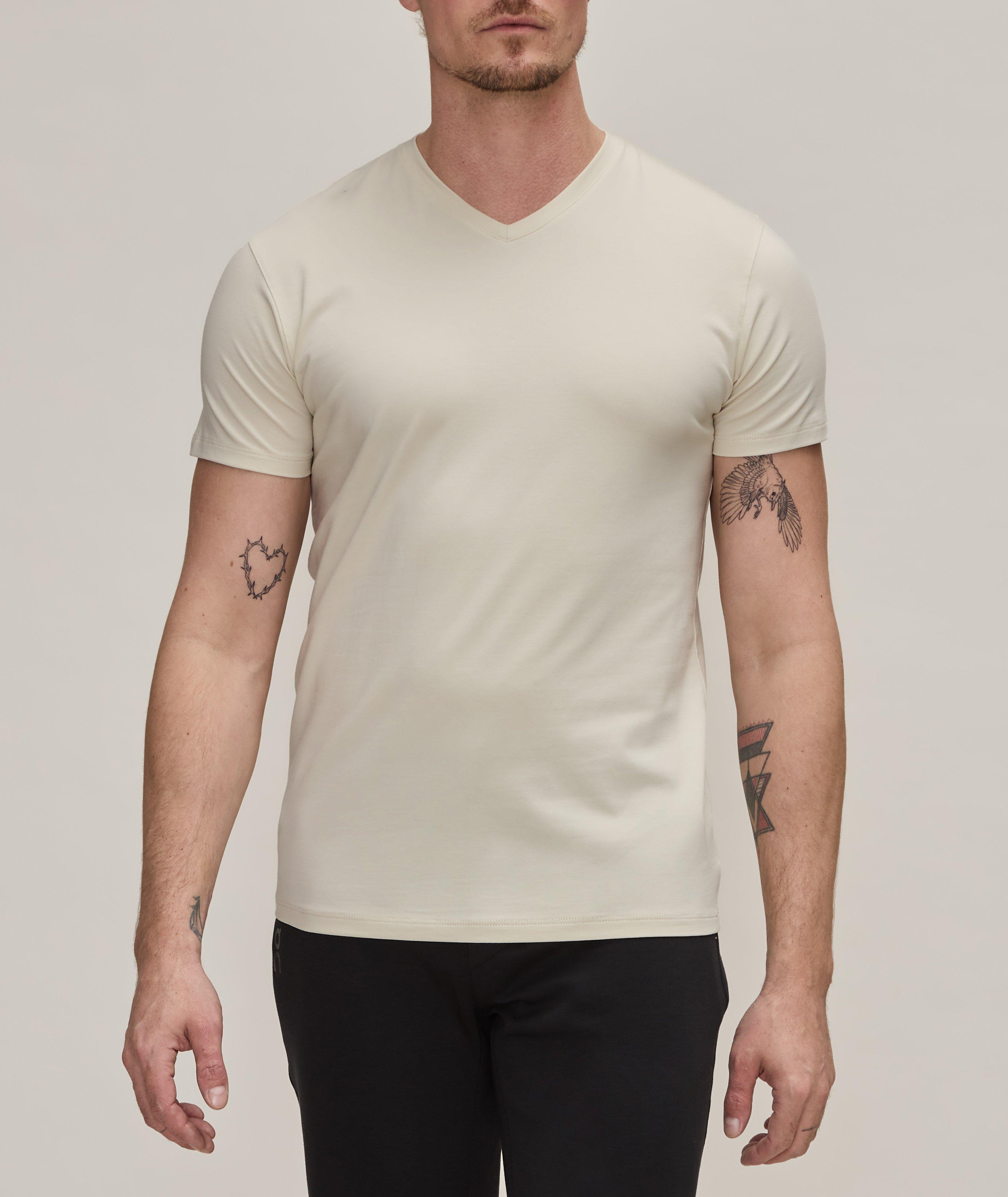 T-shirt en coton pima extensible à encolure en V image 1