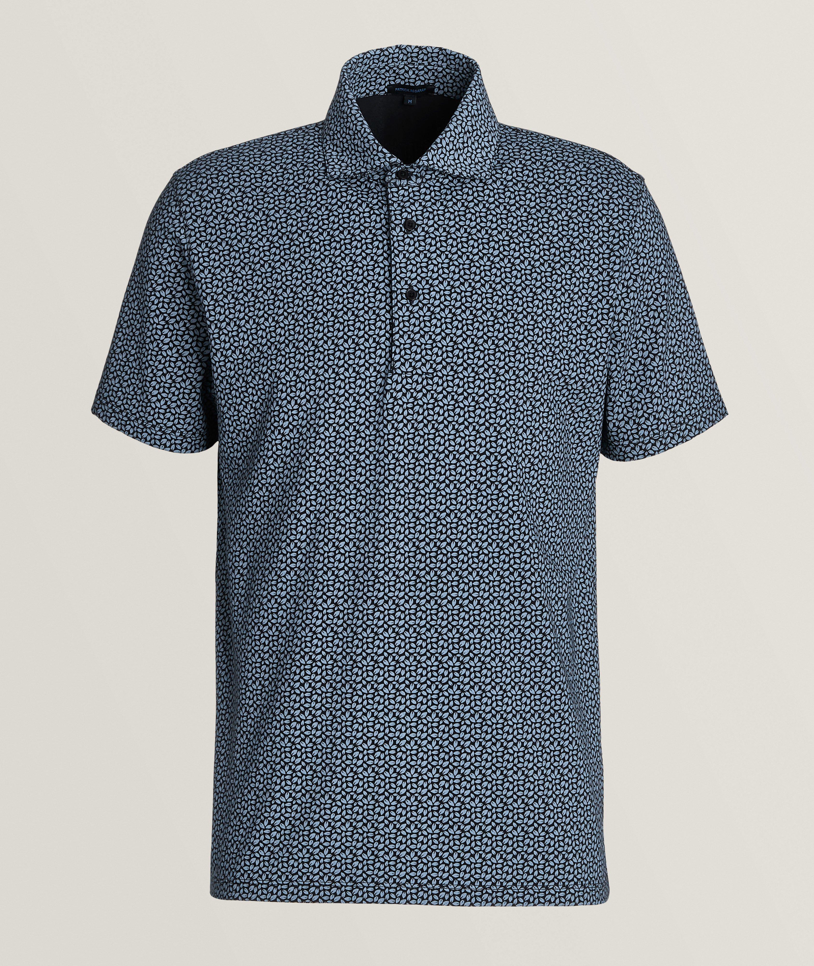 Leaf Print Stretch-Pima Cotton Polo