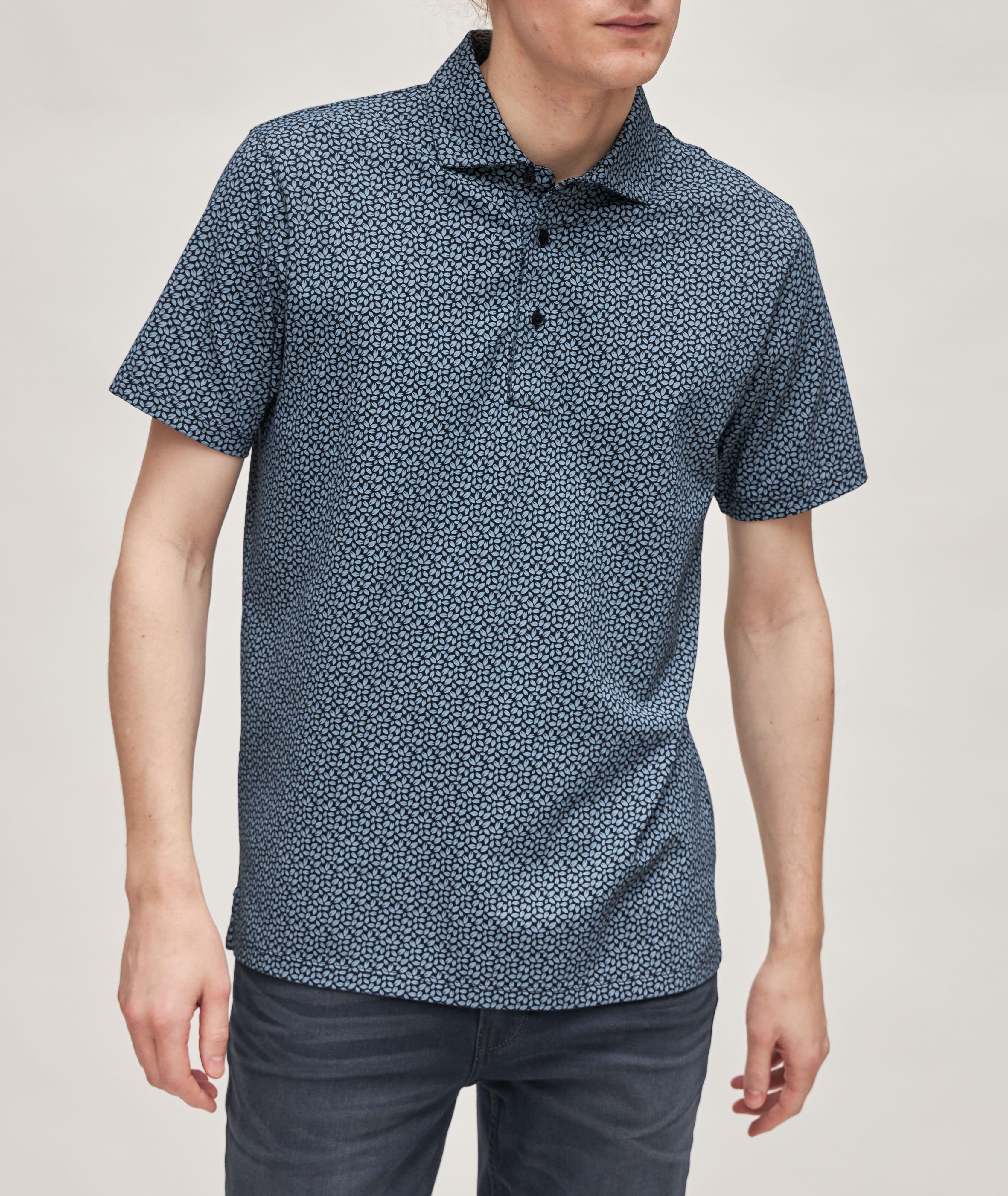 Leaf Print Stretch-Pima Cotton Polo