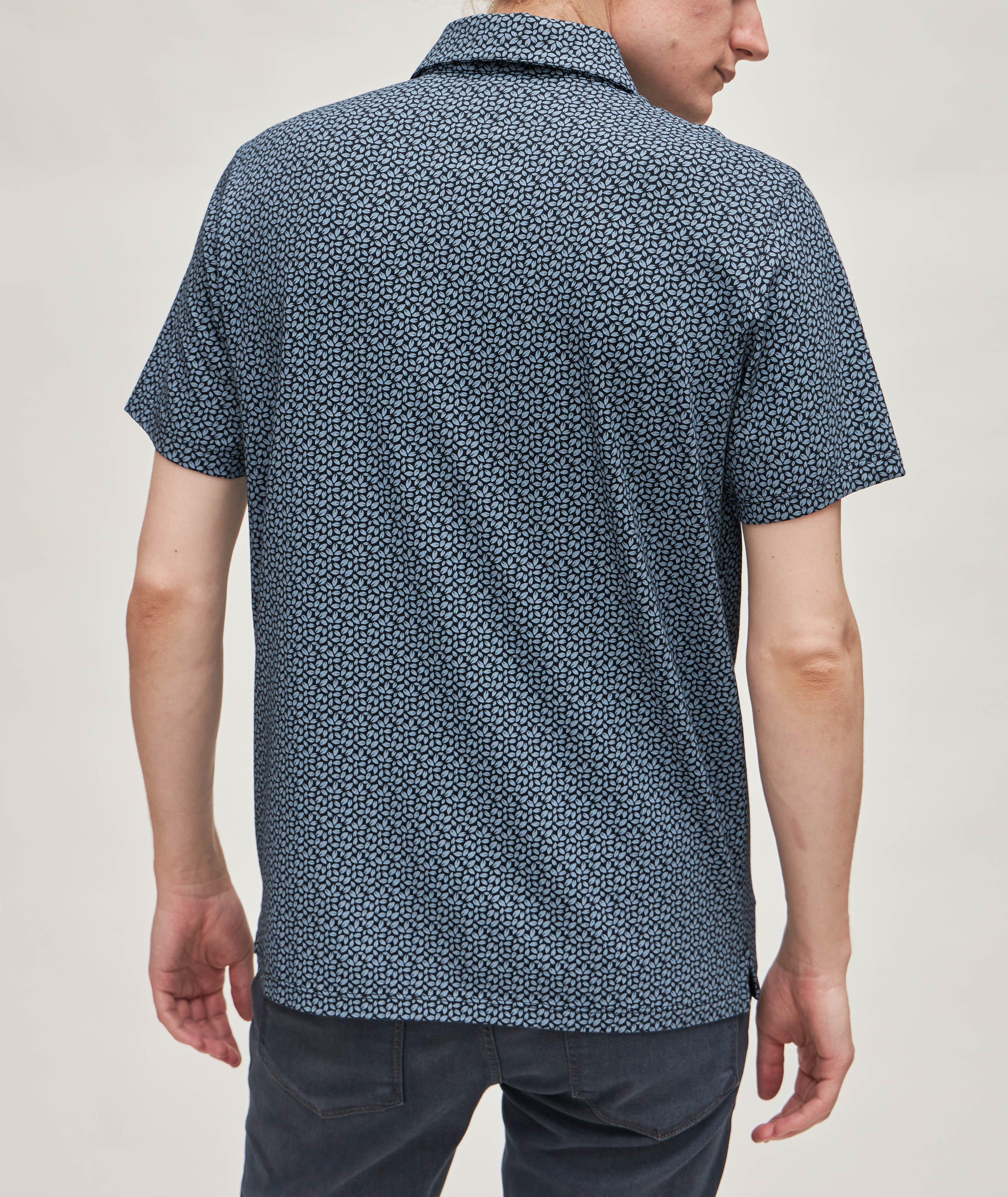 Leaf Print Stretch-Pima Cotton Polo