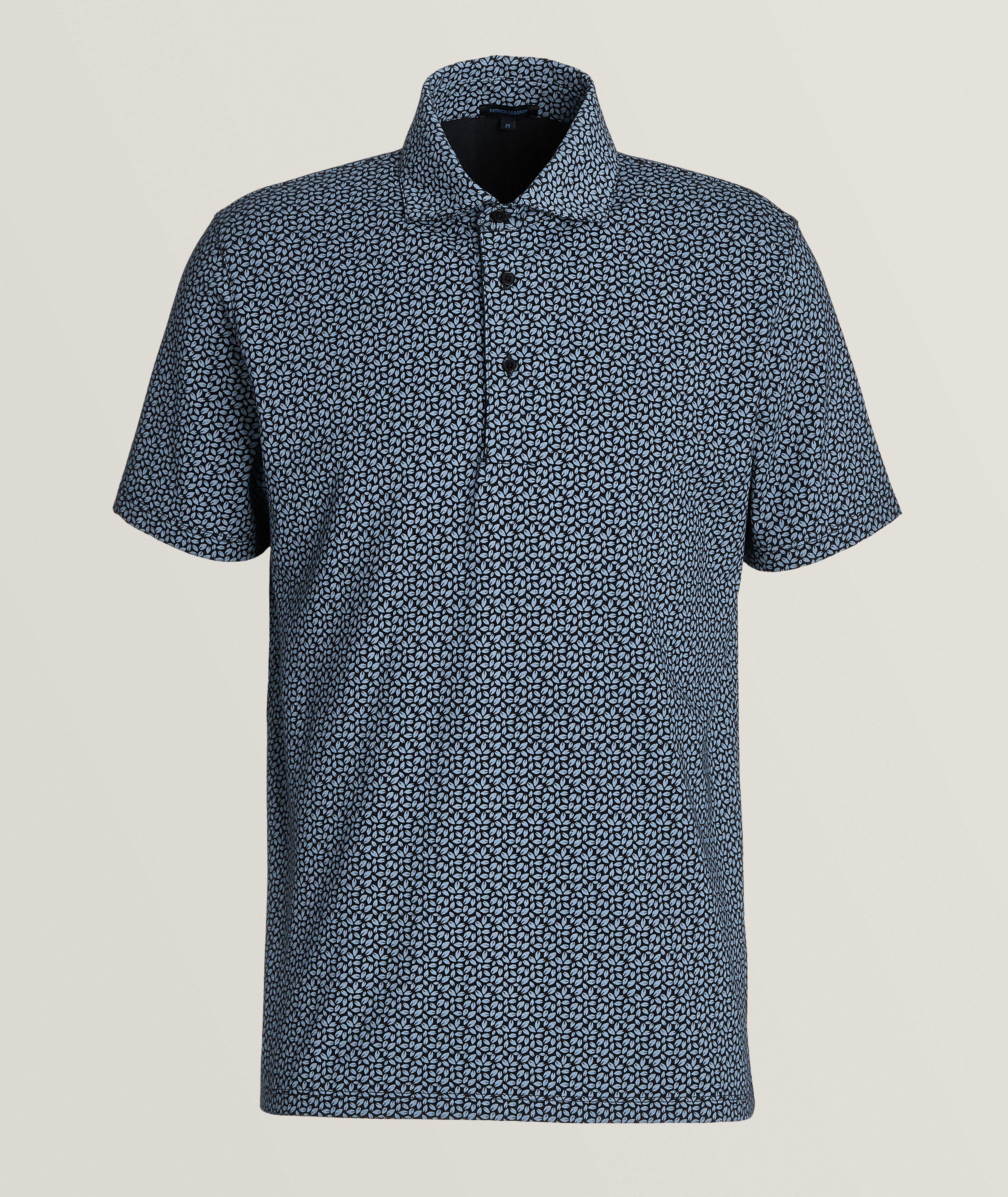 Polo en coton pima extensible à motif de feuilles image 0