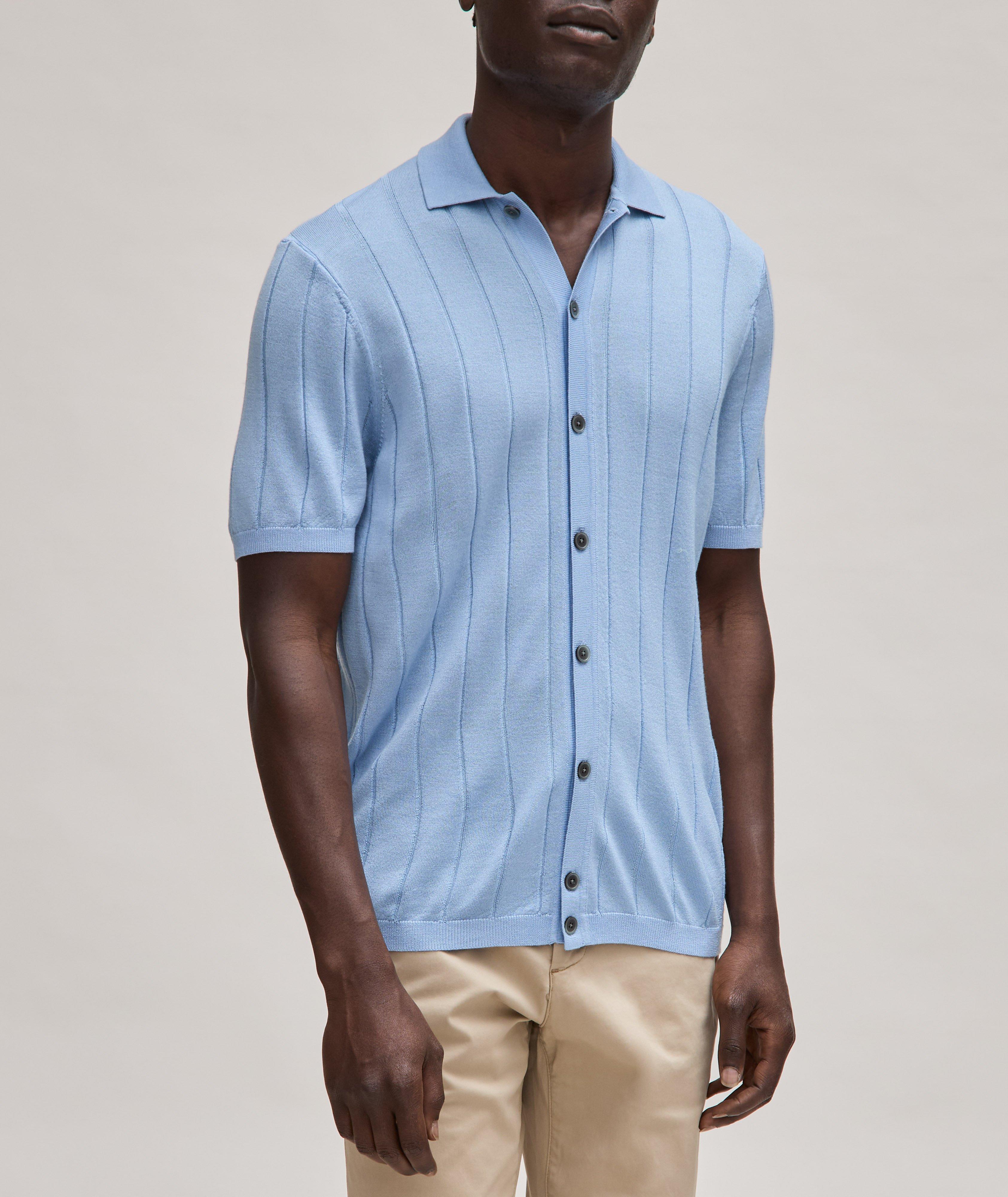 Wide Ribbed Wool-Blend Knit Shirt  image 1