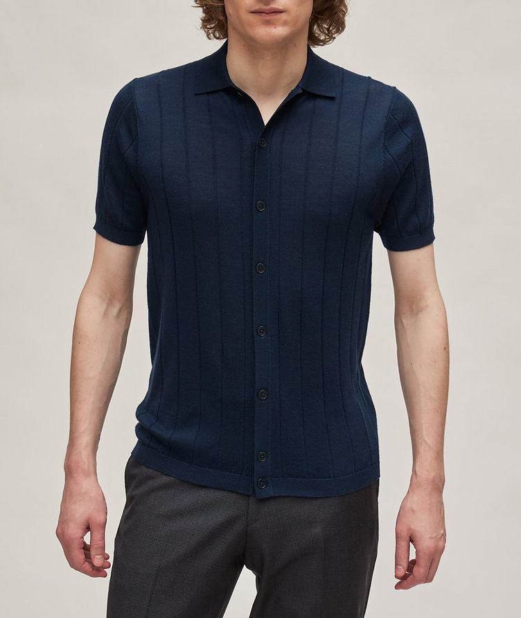 Wide Ribbed Wool-Blend Knit Shirt  image 1