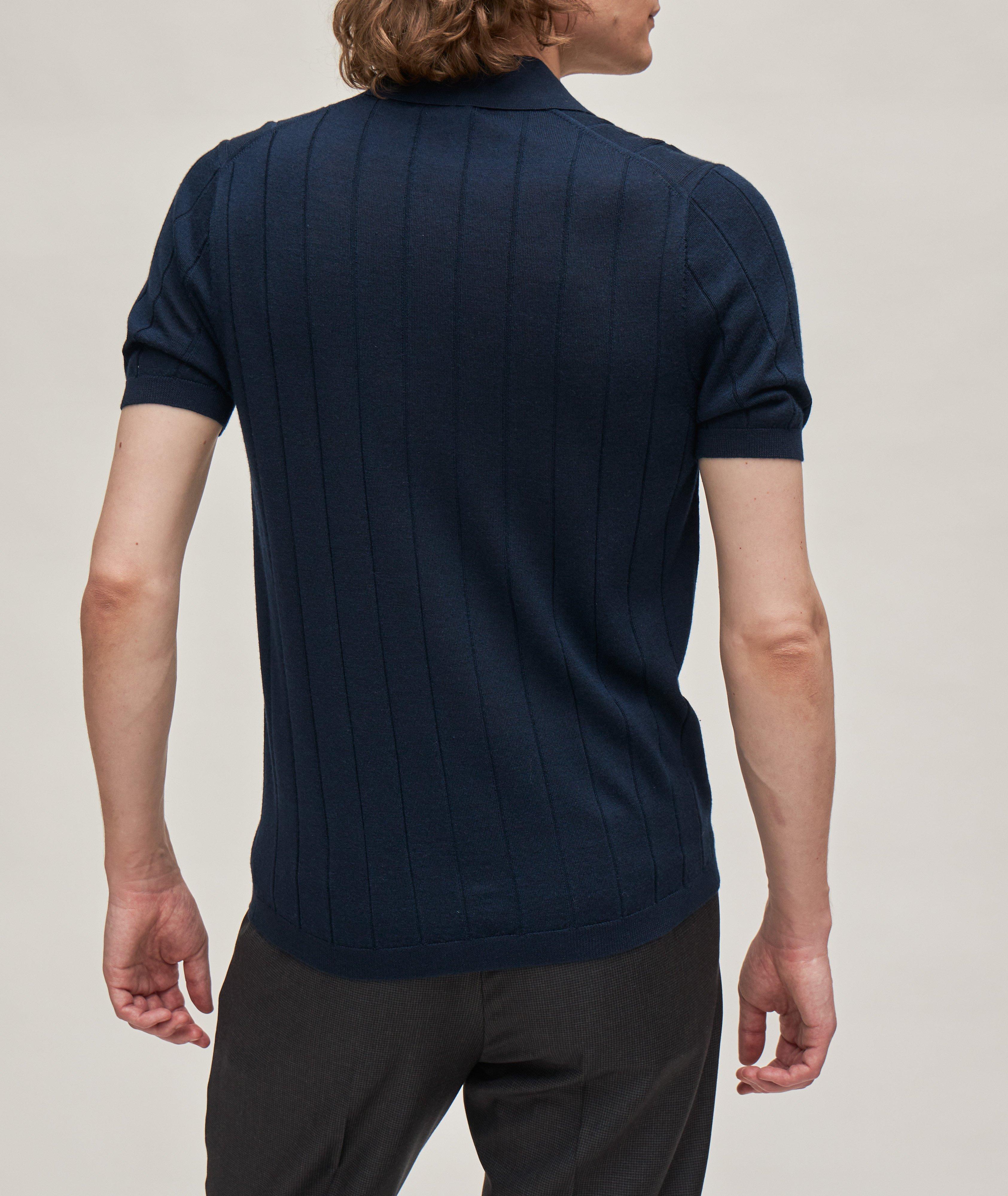 Wide Ribbed Wool-Blend Knit Shirt