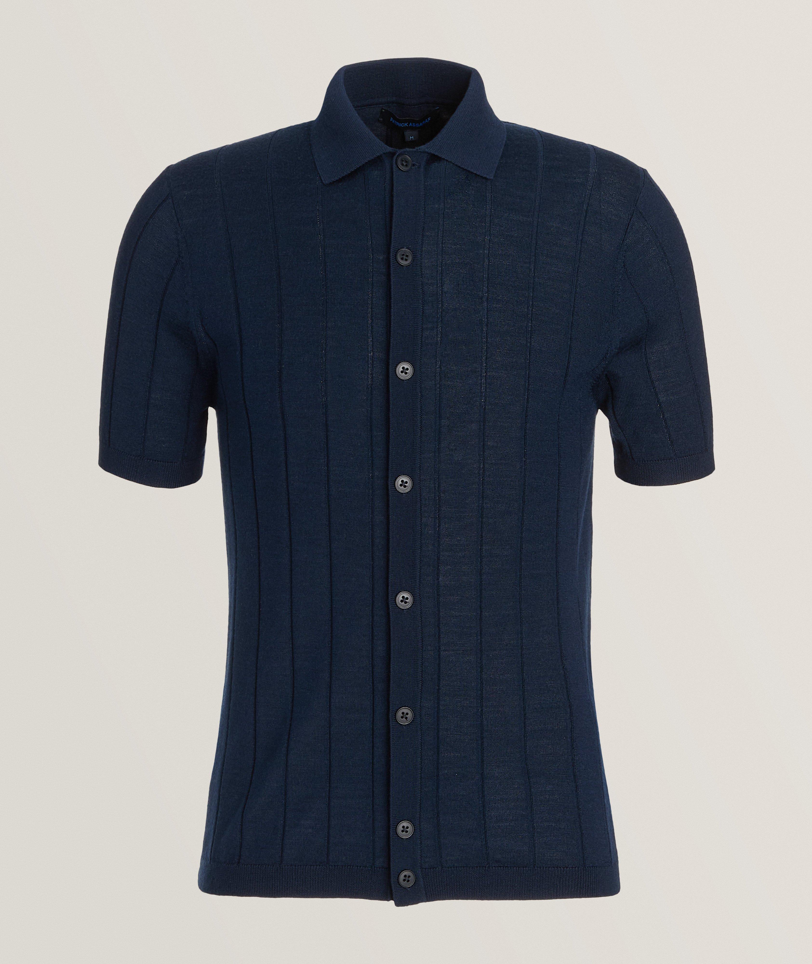 Wide Ribbed Wool-Blend Knit Shirt  image 0