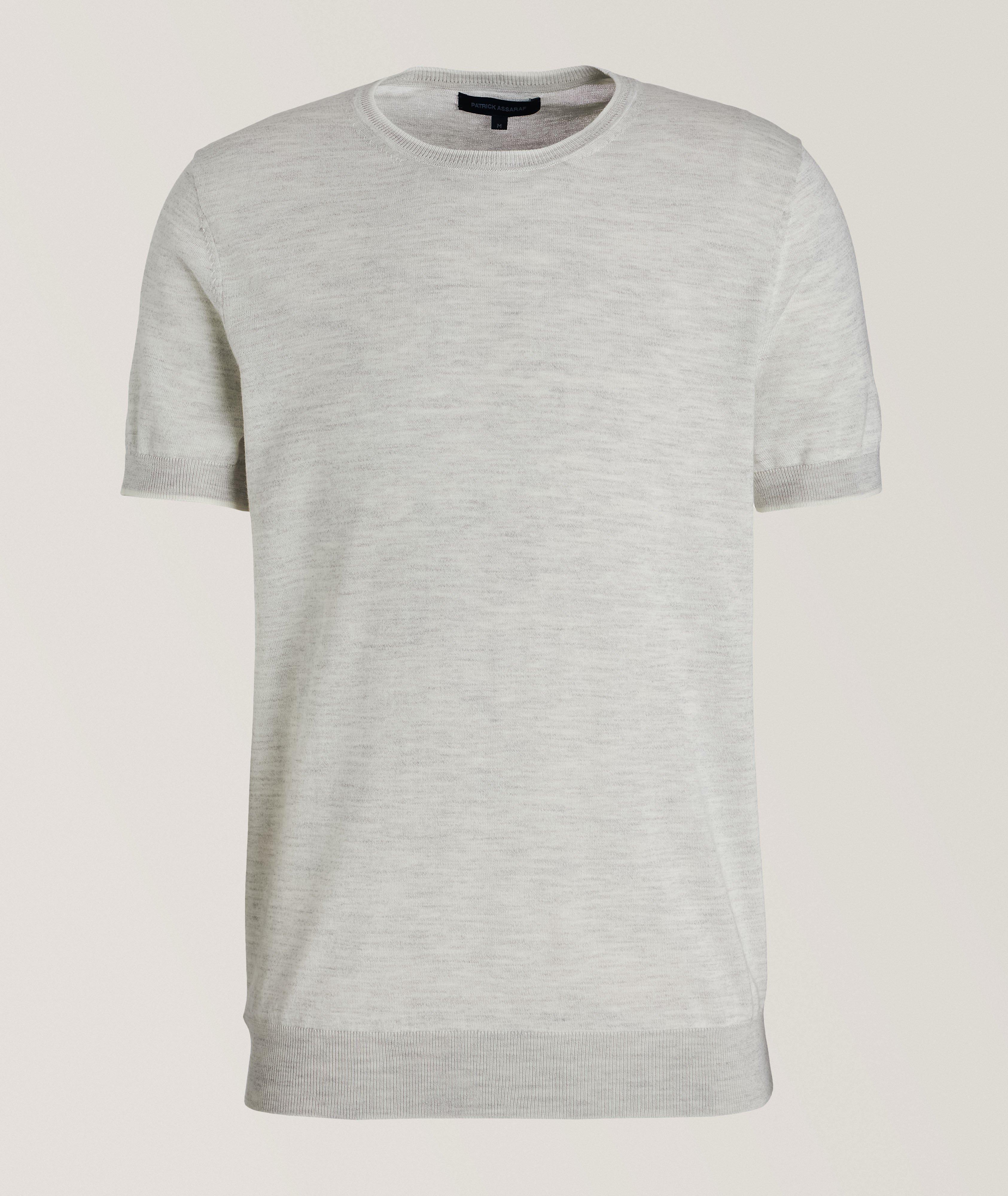 Contrast Tipped Cotton-Blend Knitted T-Shirt image 0