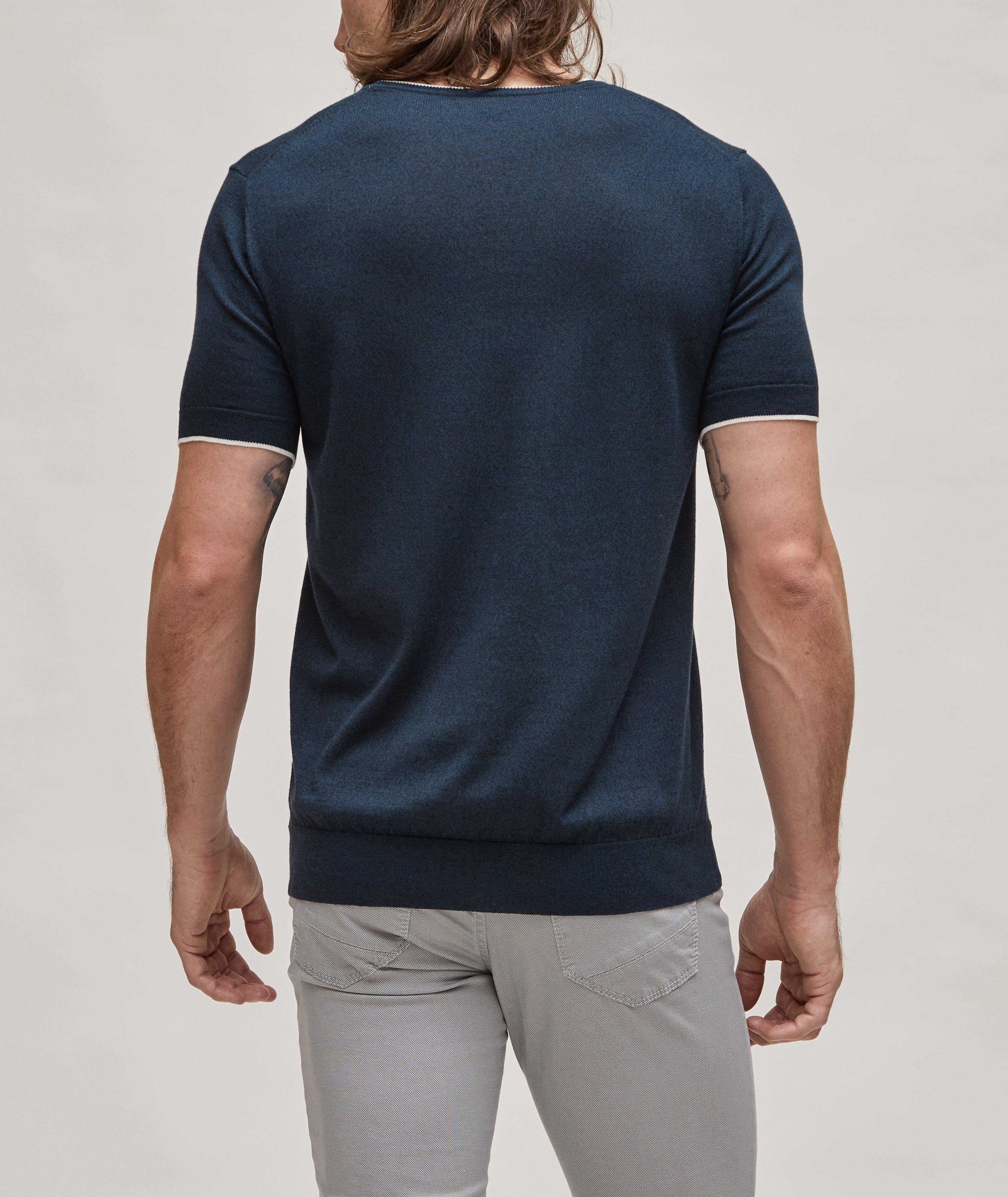 Contrast Tipped Cotton-Blend Knitted T-Shirt