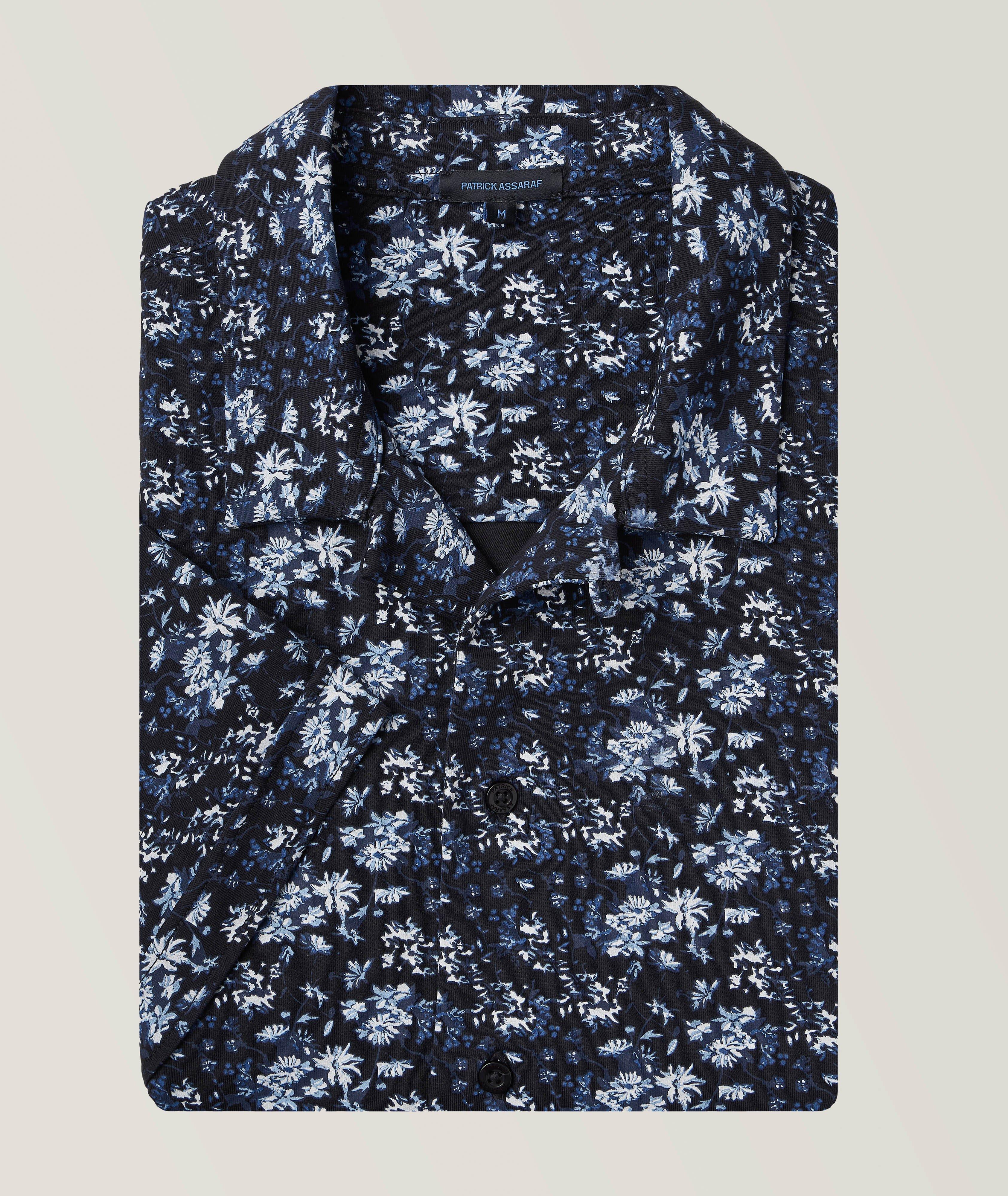 Floral Print Stretch-Pima Cotton Camp Shirt image 0