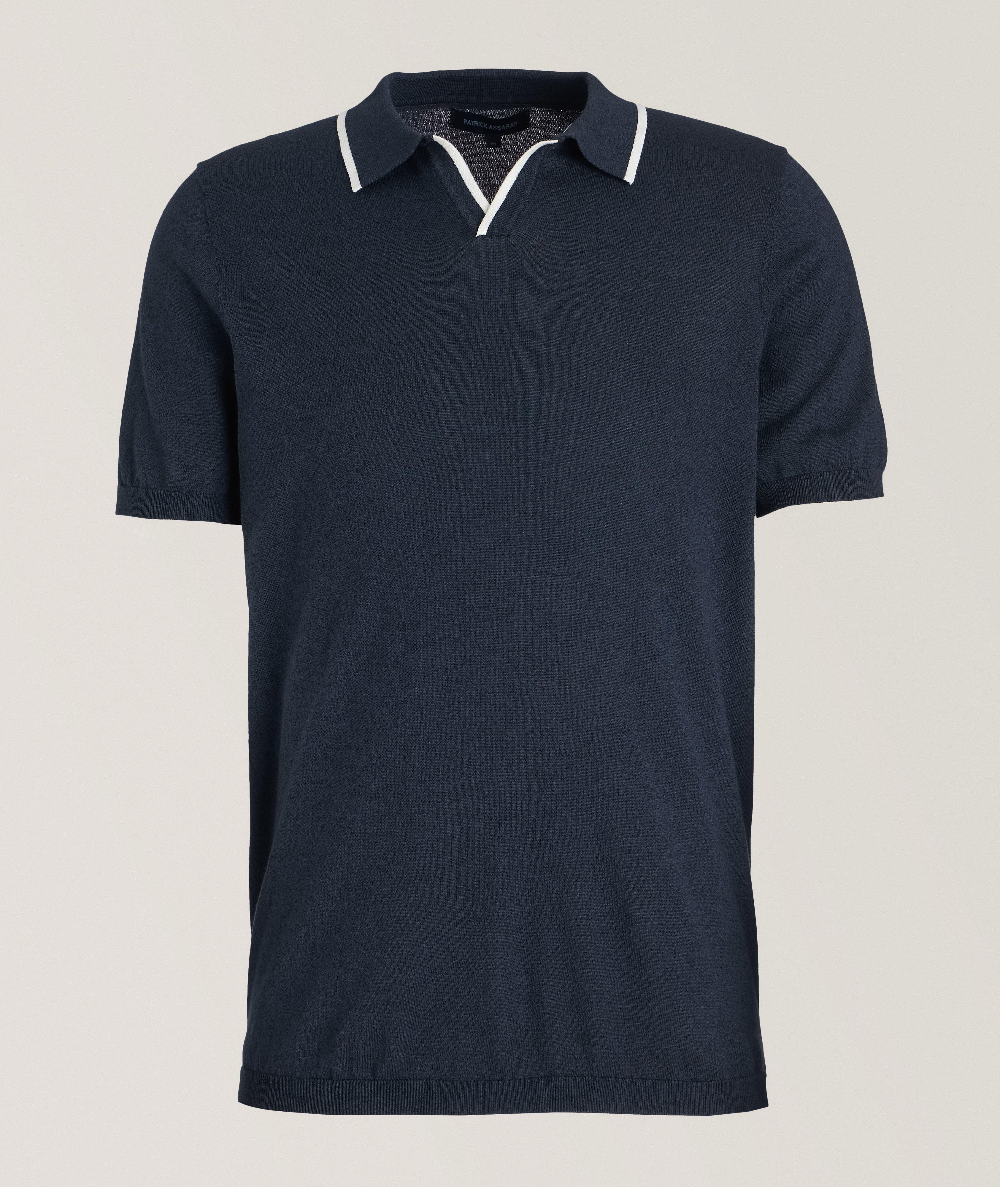 Contrast Piped Cotton-Blend Knit Polo