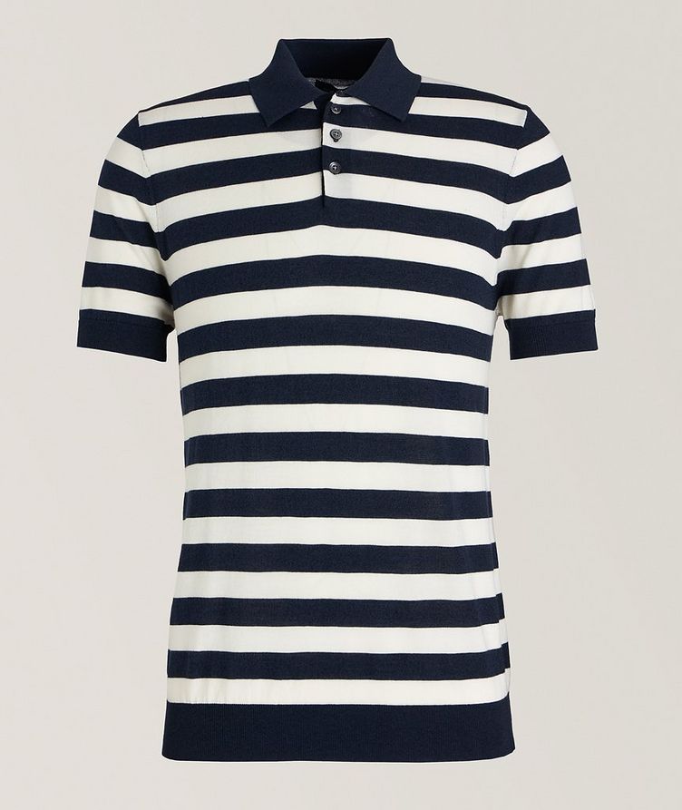 Vertical Striped Cotton-Blend Knit Polo image 0