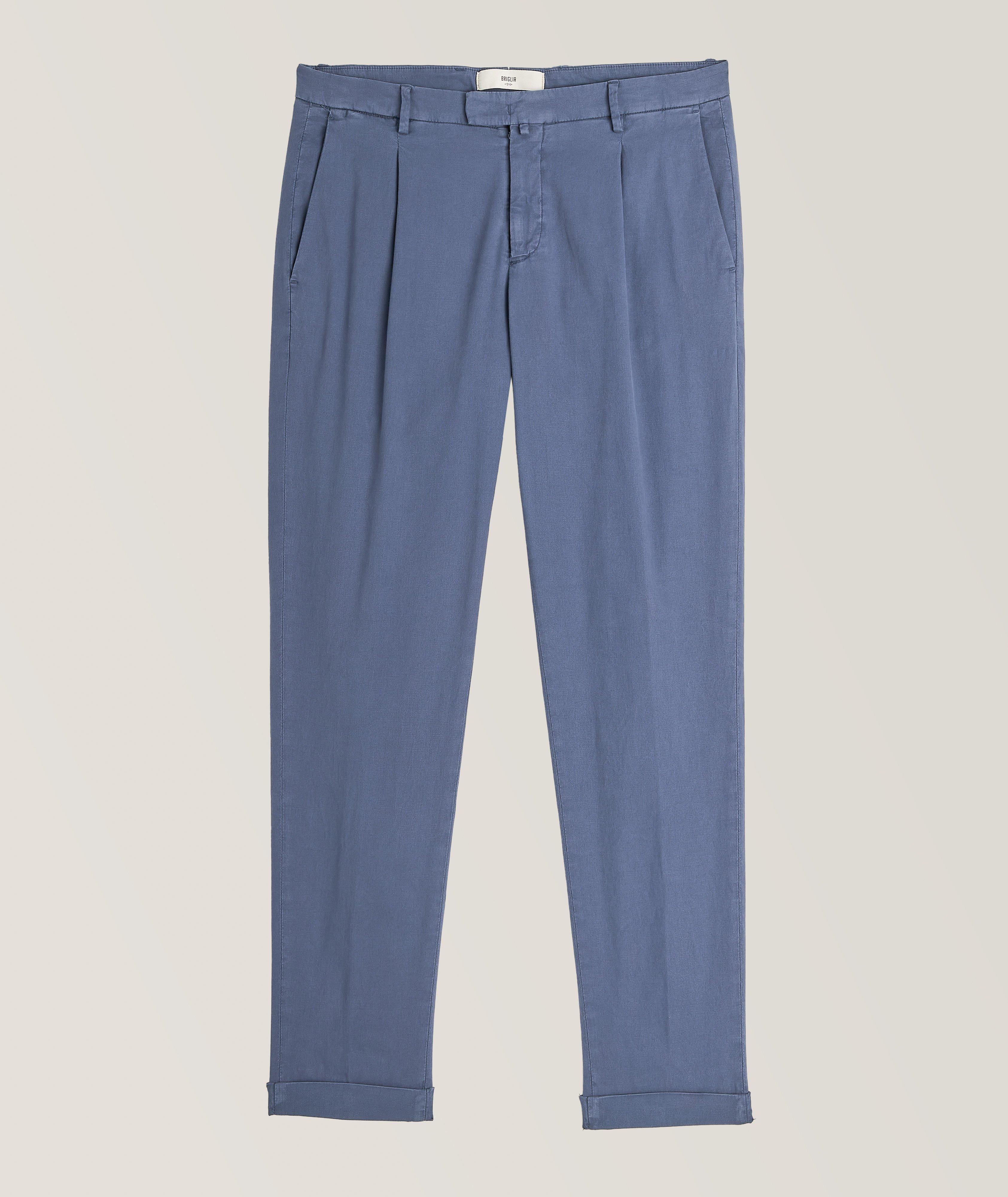Slim Fit Pleated Cotton-Blend Pants image 0