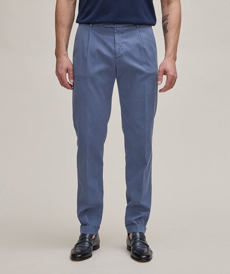 Slim Fit Pleated Cotton-Blend Pants image 1
