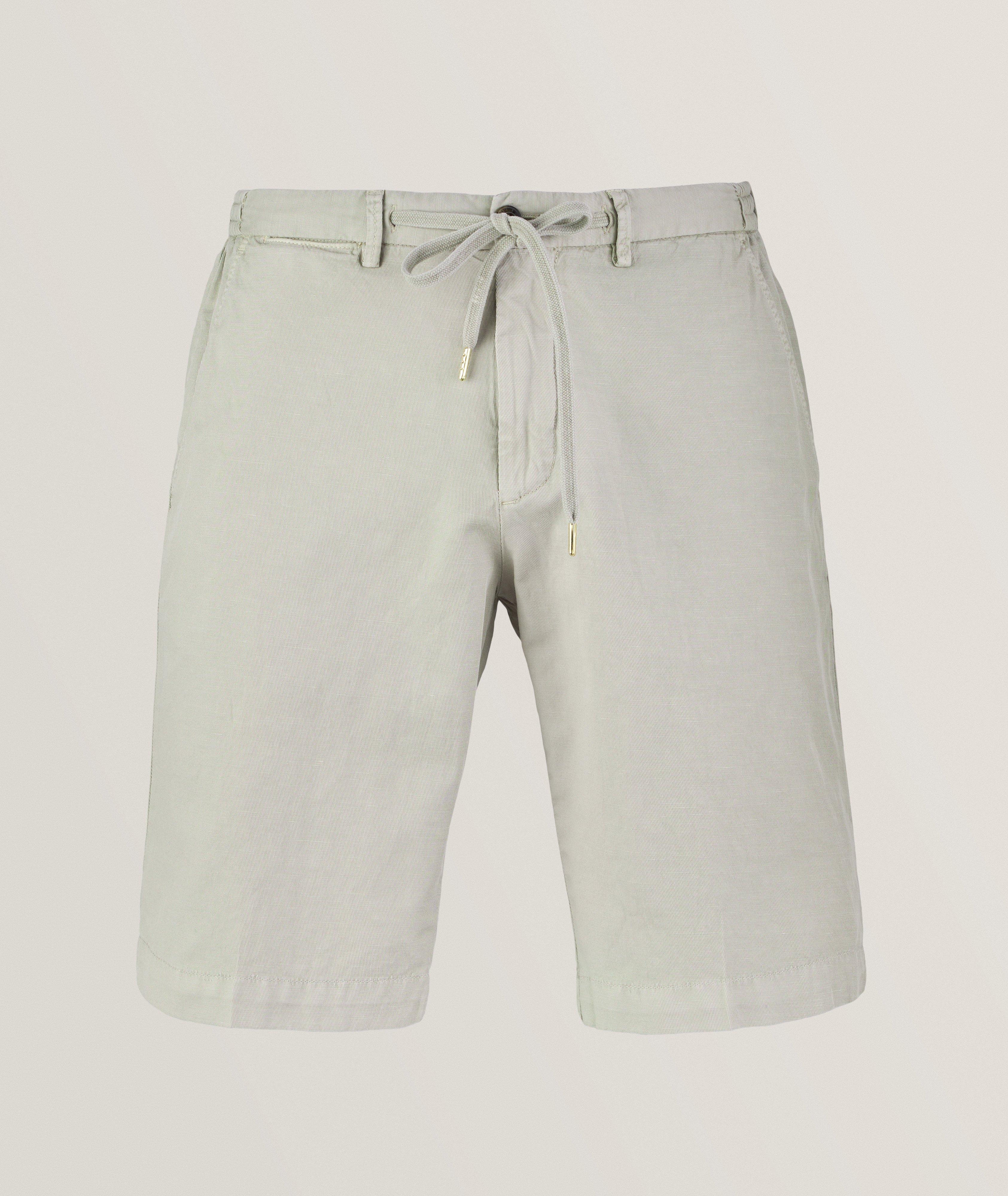Mélange Stretch-Cotton Linen Drawstring Shorts  image 0