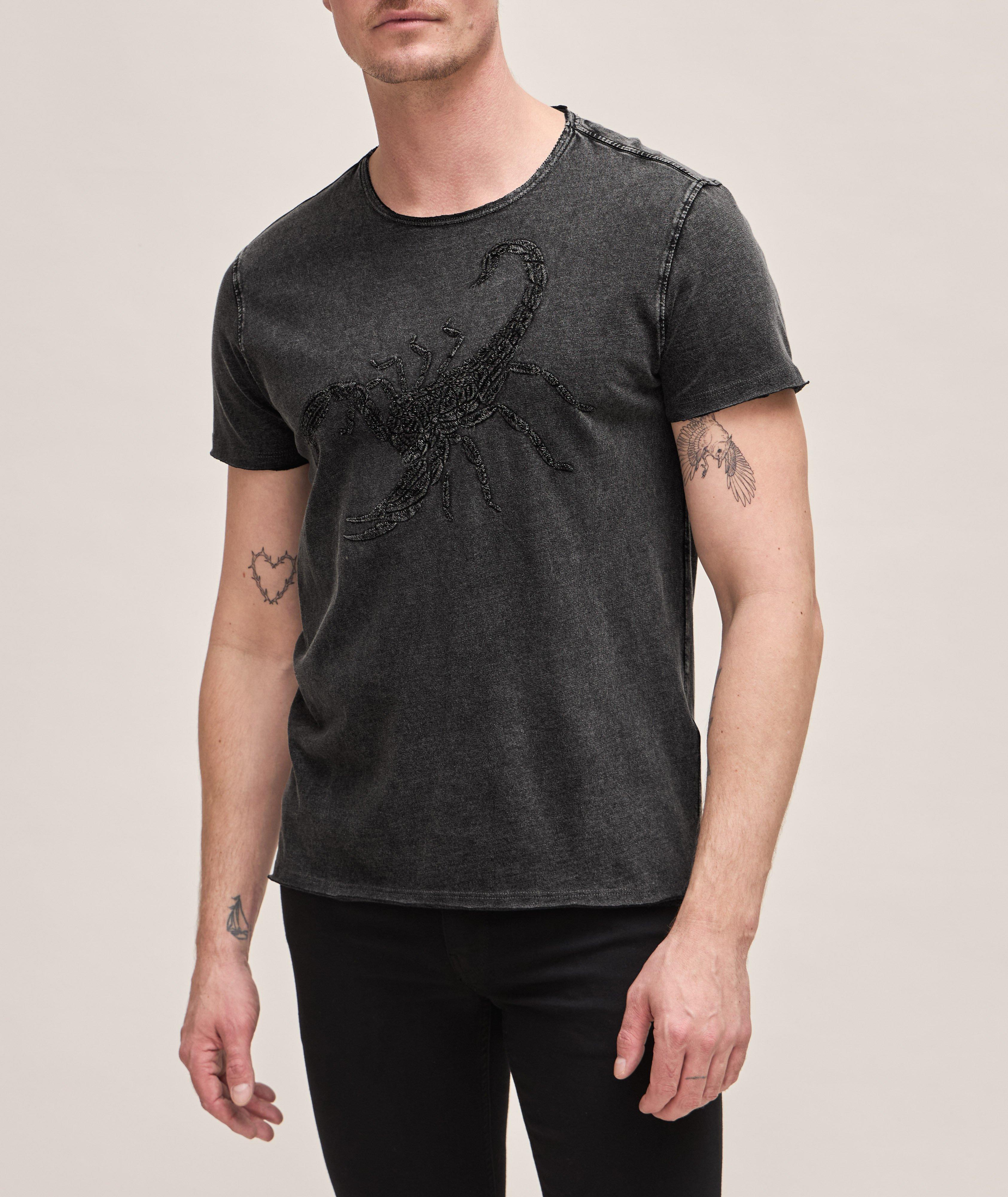 T-shirt en coton avec scorpion brodé image 1