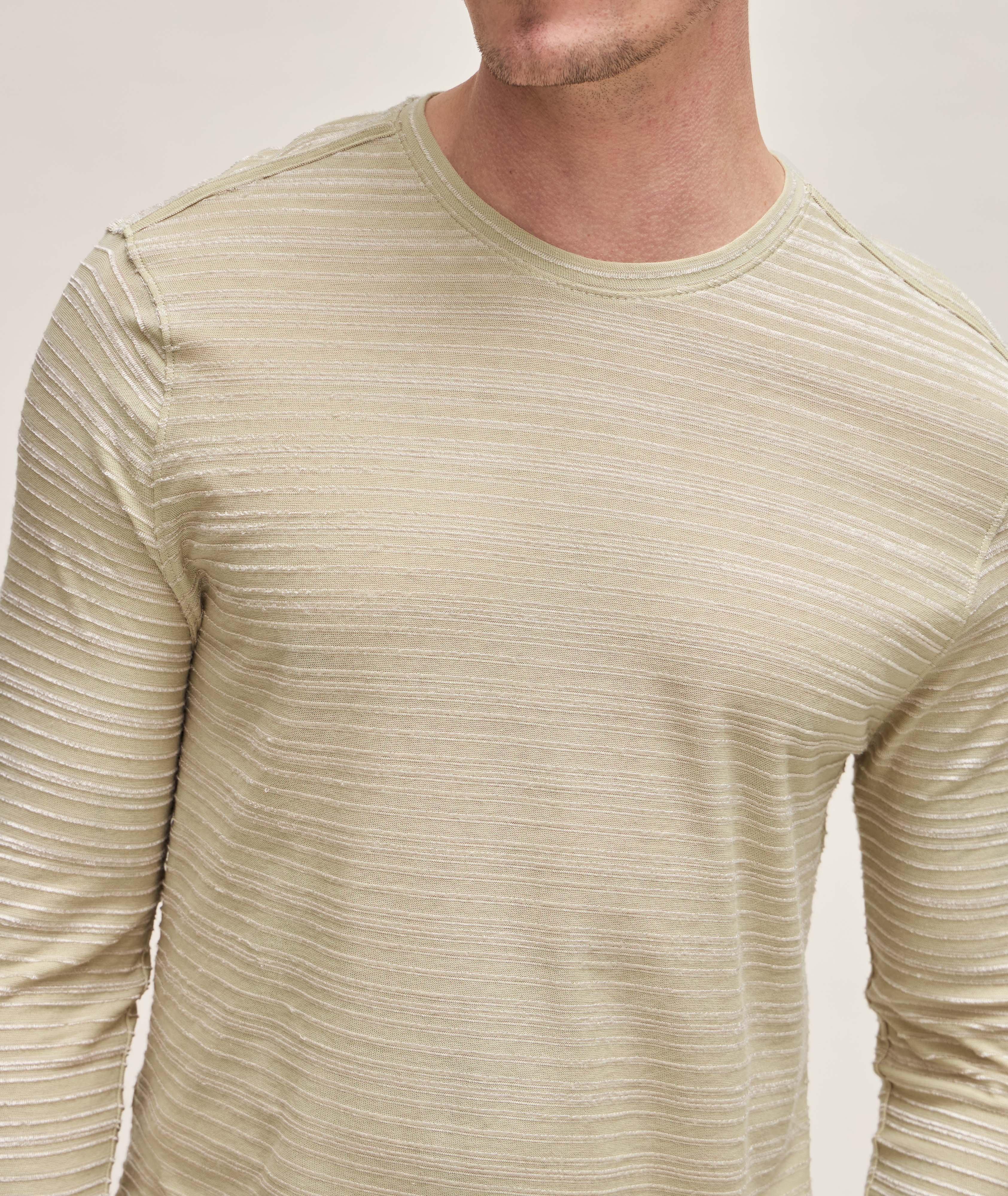 T-shirt en mélange de coton à rayures texturées image 3