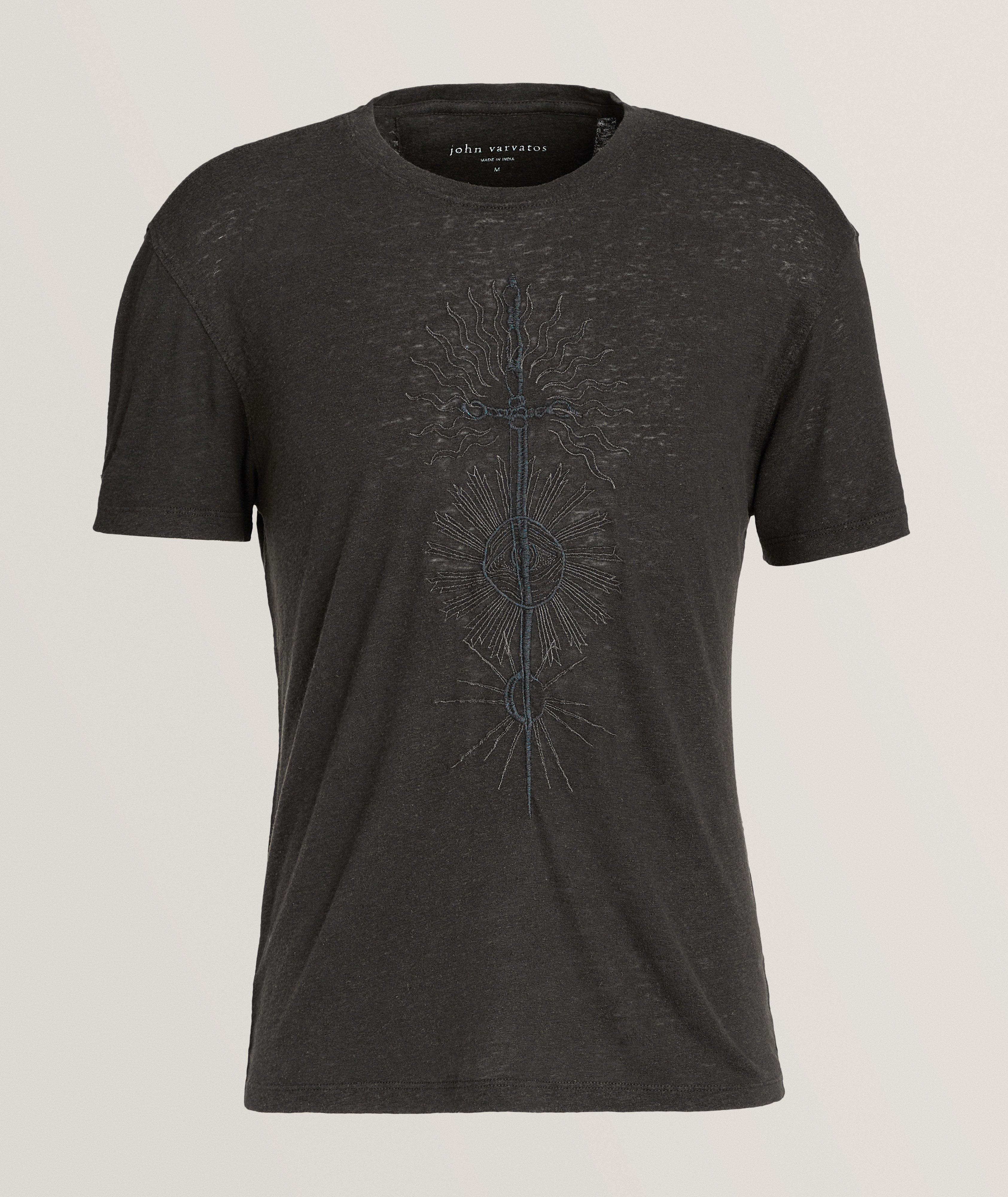 Graphic Print Linen-Modal T-Shirt image 0