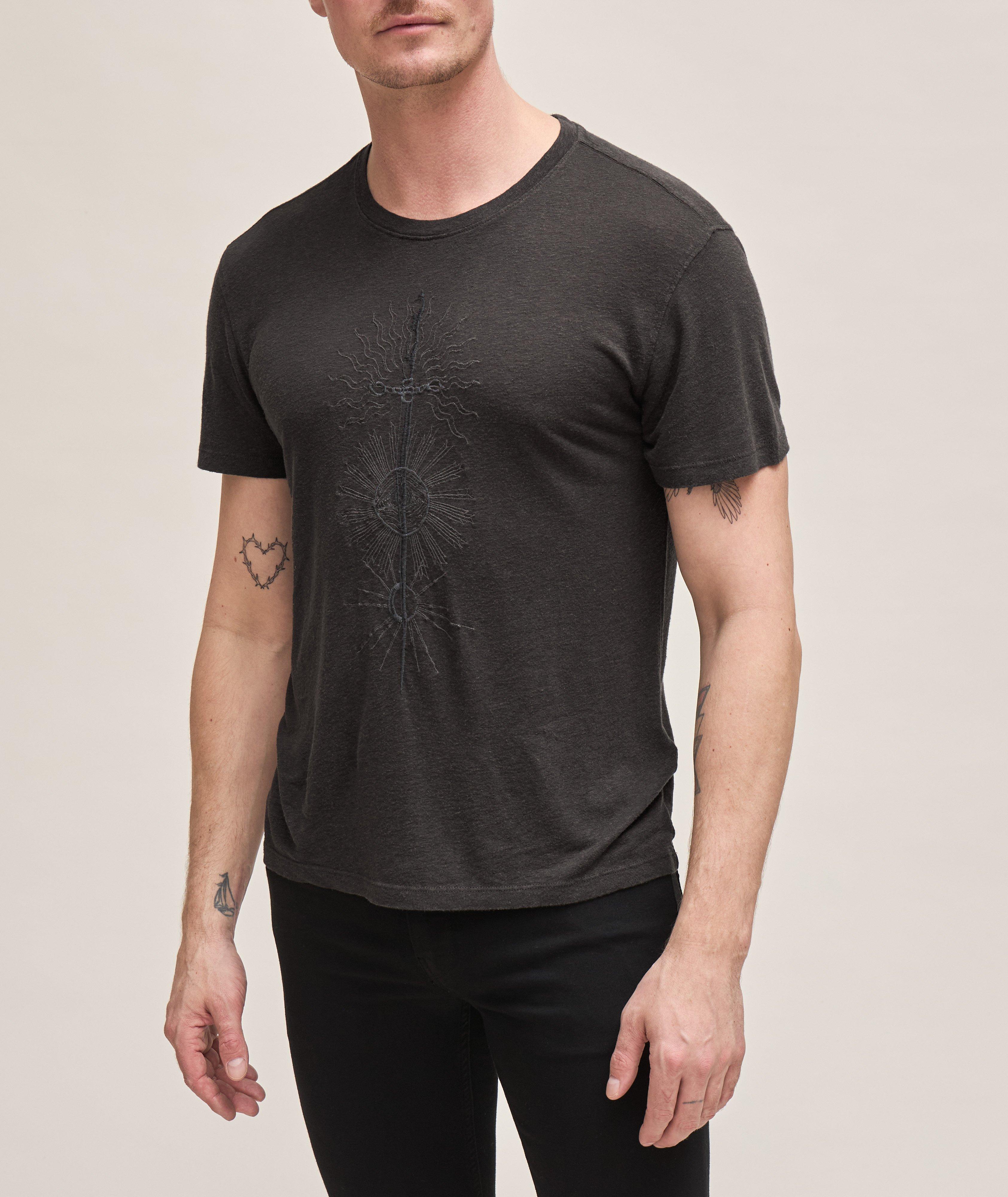 Graphic Print Linen-Modal T-Shirt image 1