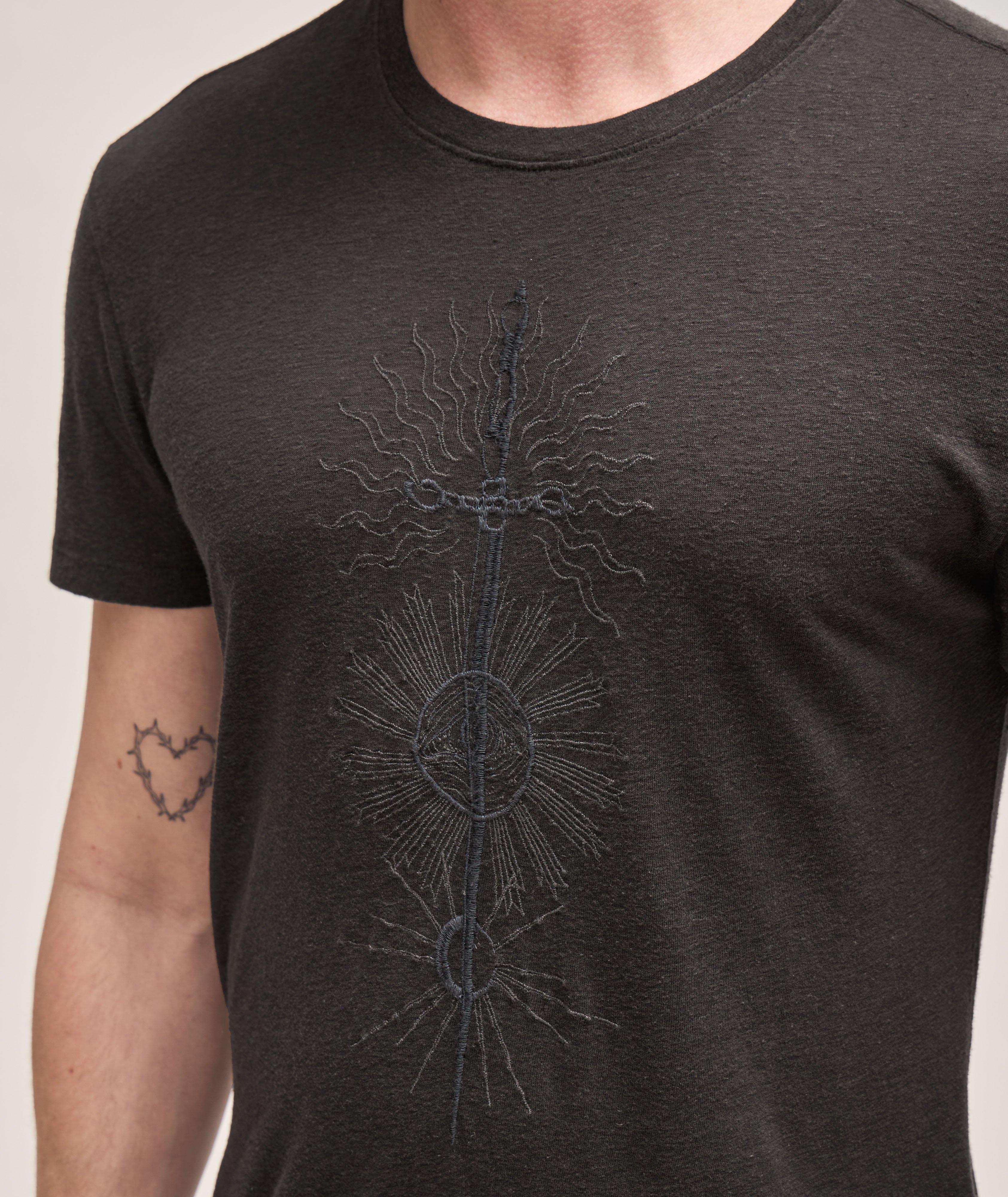 Graphic Print Linen-Modal T-Shirt