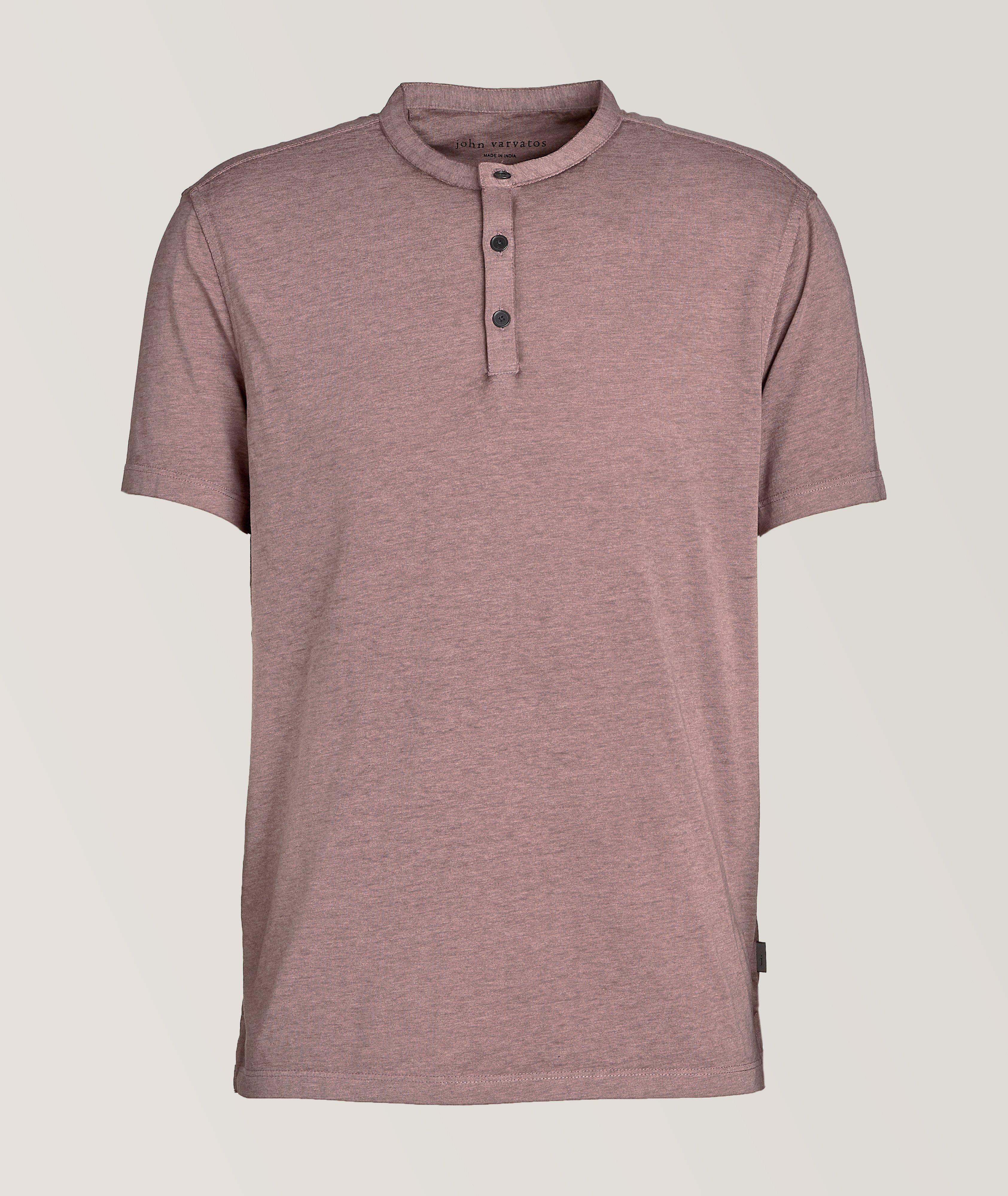 Heathered Cotton-Blend Henley  image 0