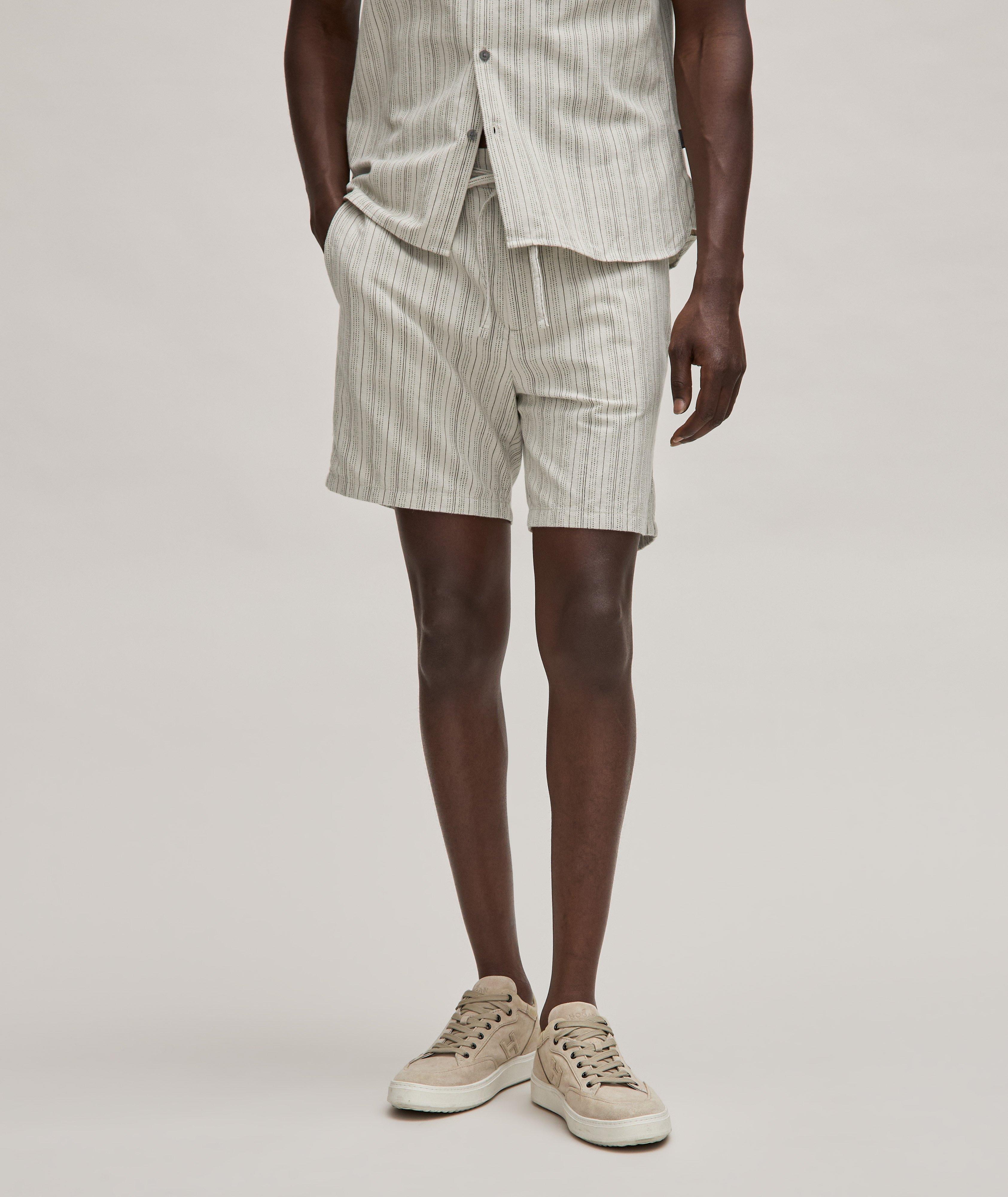 Striped Cotton-Blend Drawstring Shorts image 1