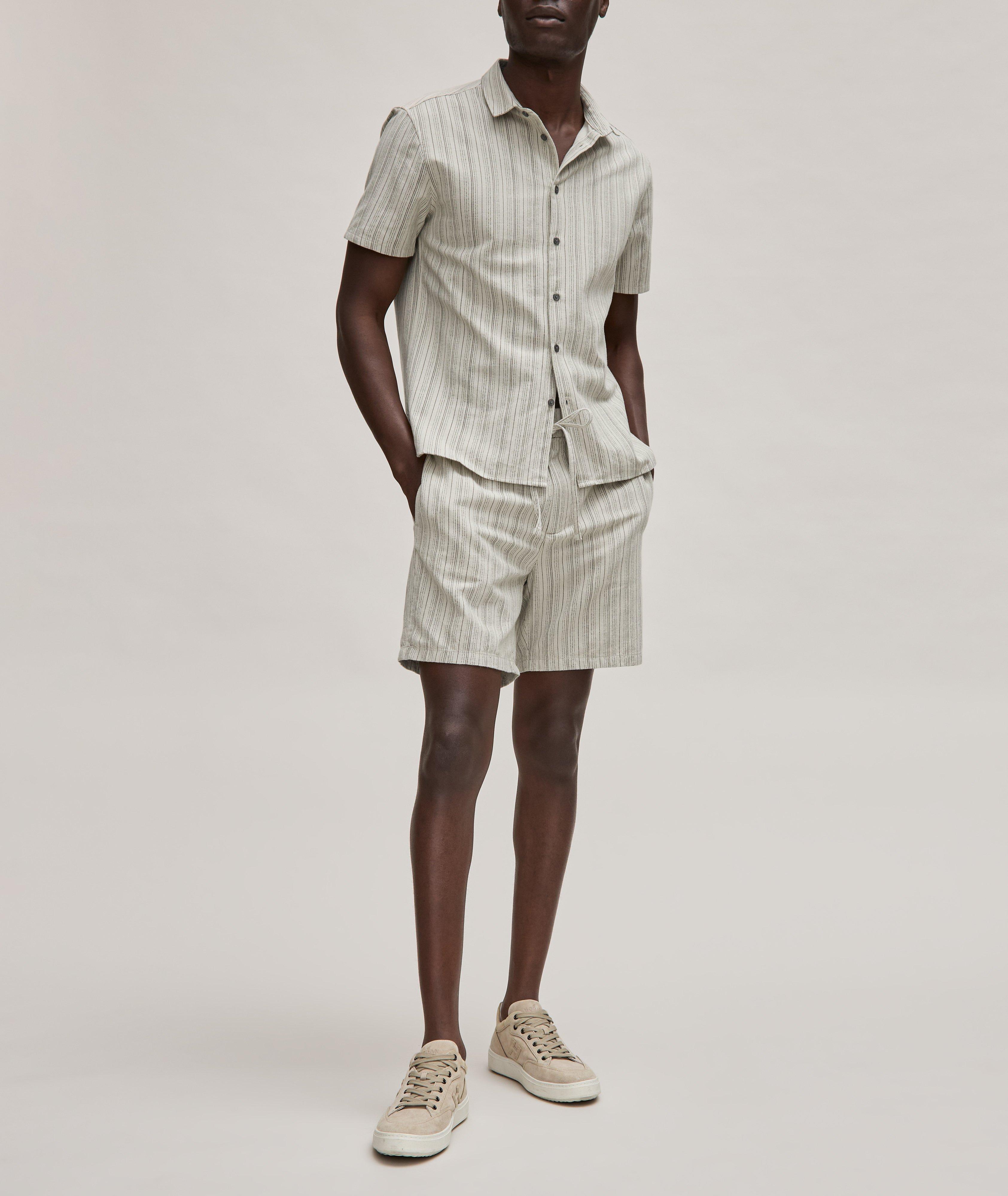 Striped Cotton-Blend Drawstring Shorts image 3
