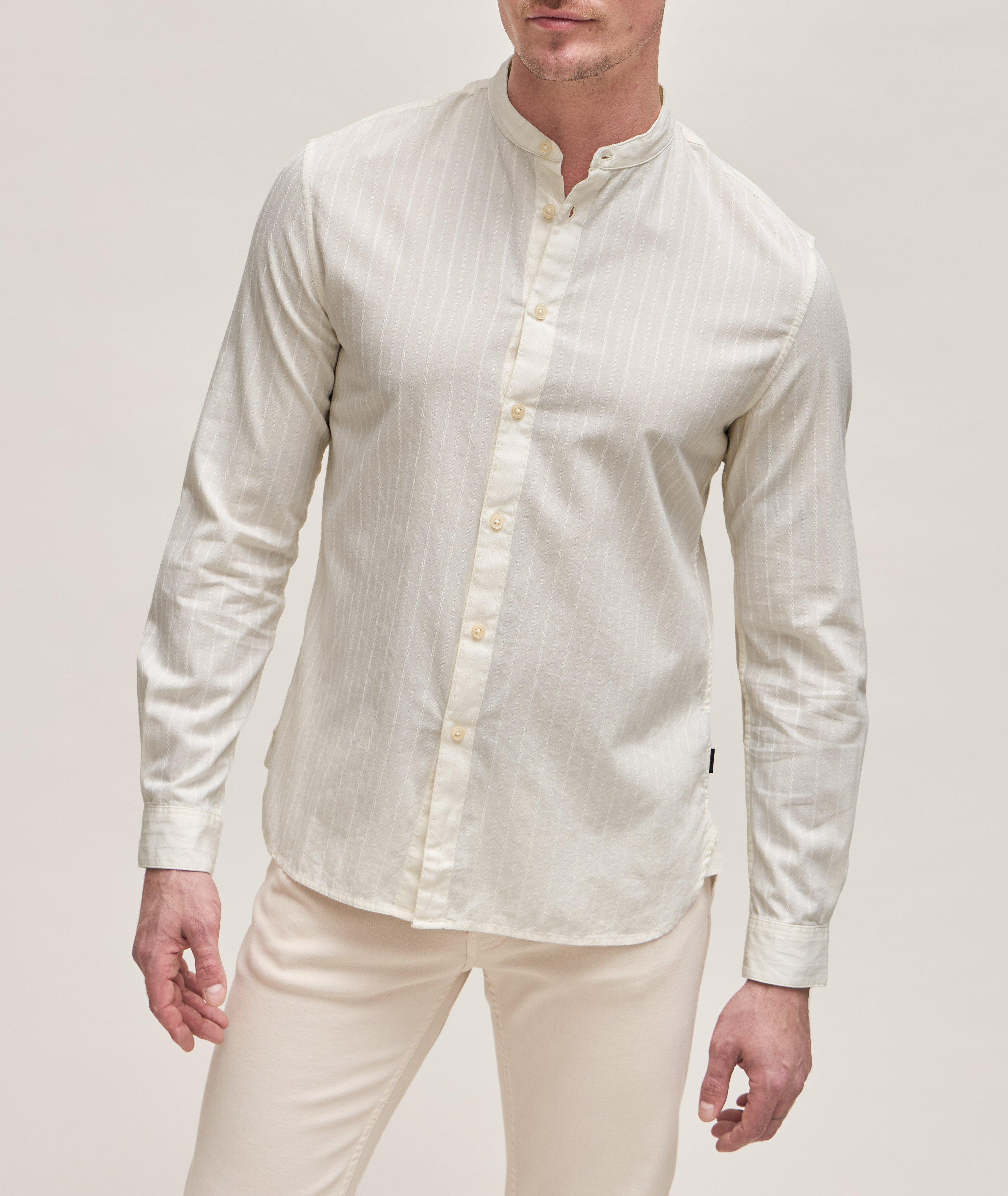 Chemise décontractée en coton à rayures tressées image 1