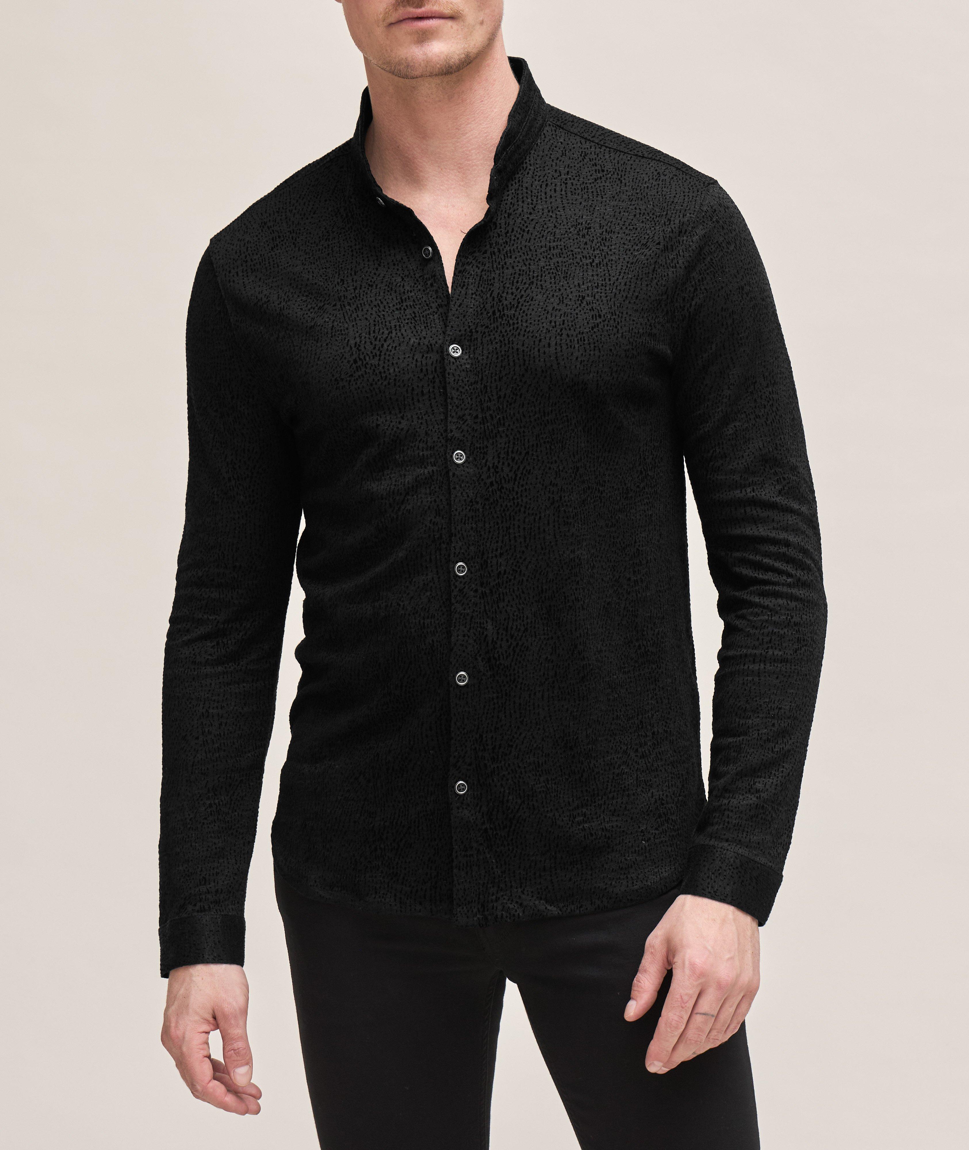 Flocked Texture Linen Sport Shirt image 1