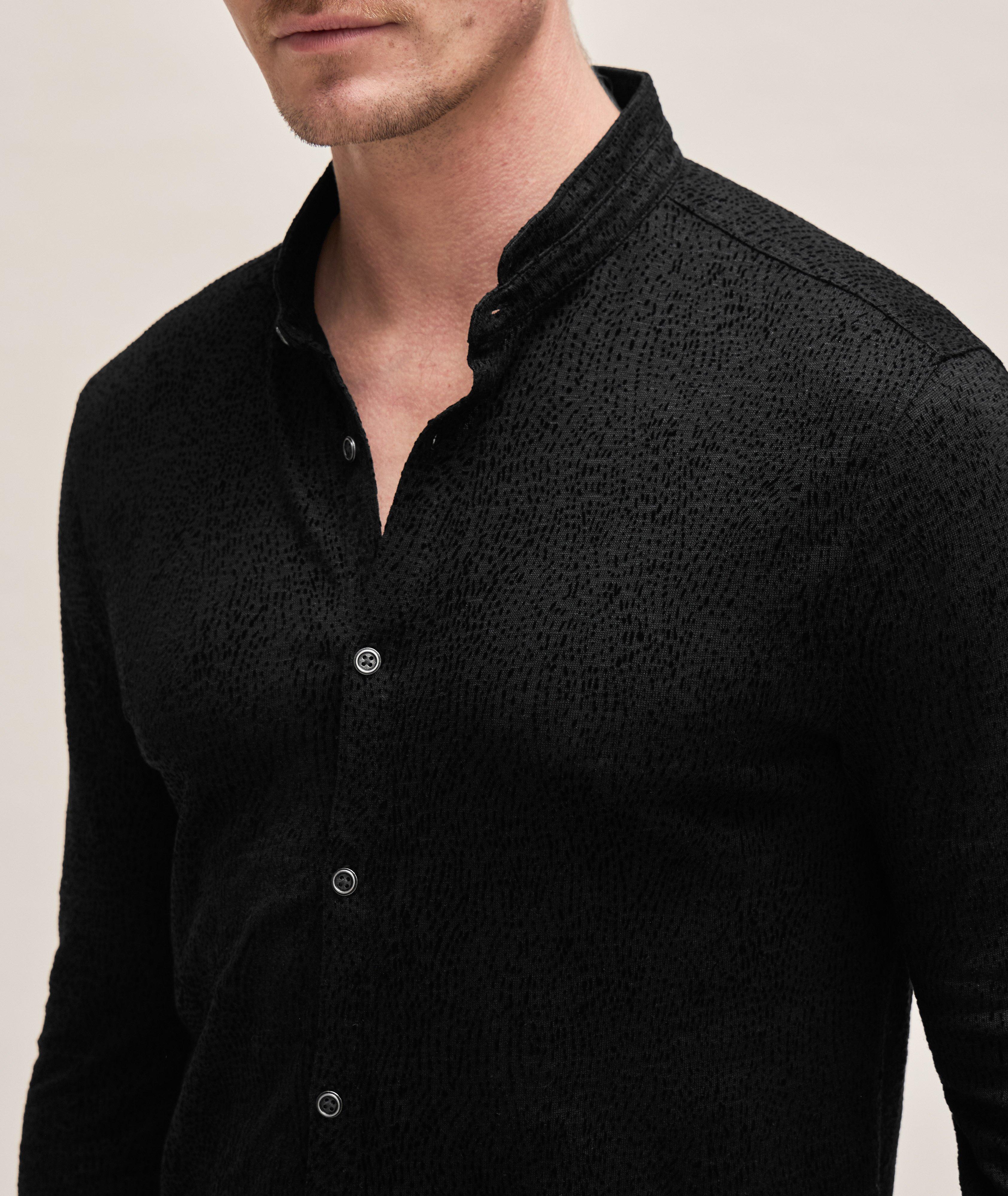 Flocked Texture Linen Sport Shirt