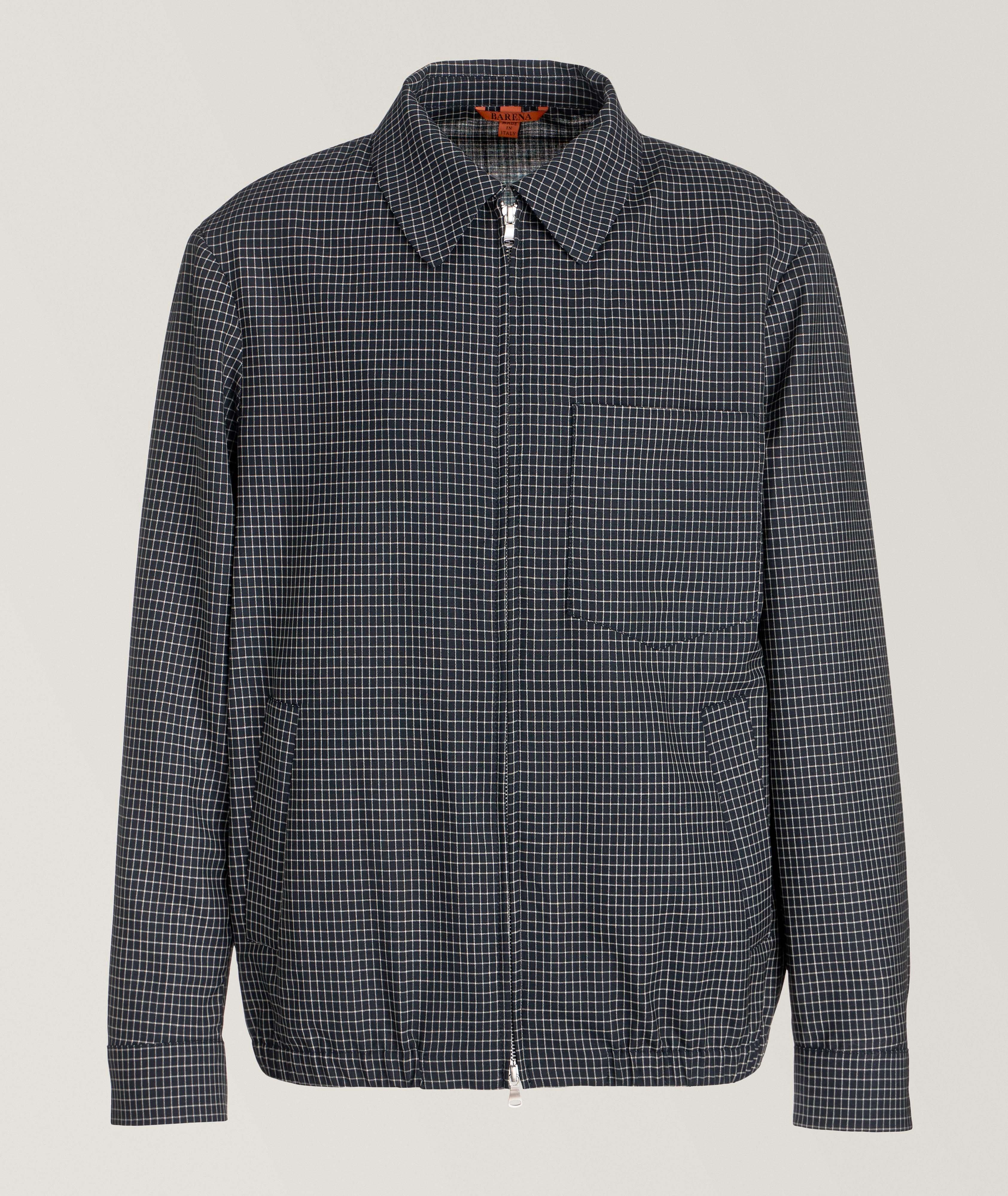 Zaleto Checkered Tropical Wool Overshirt