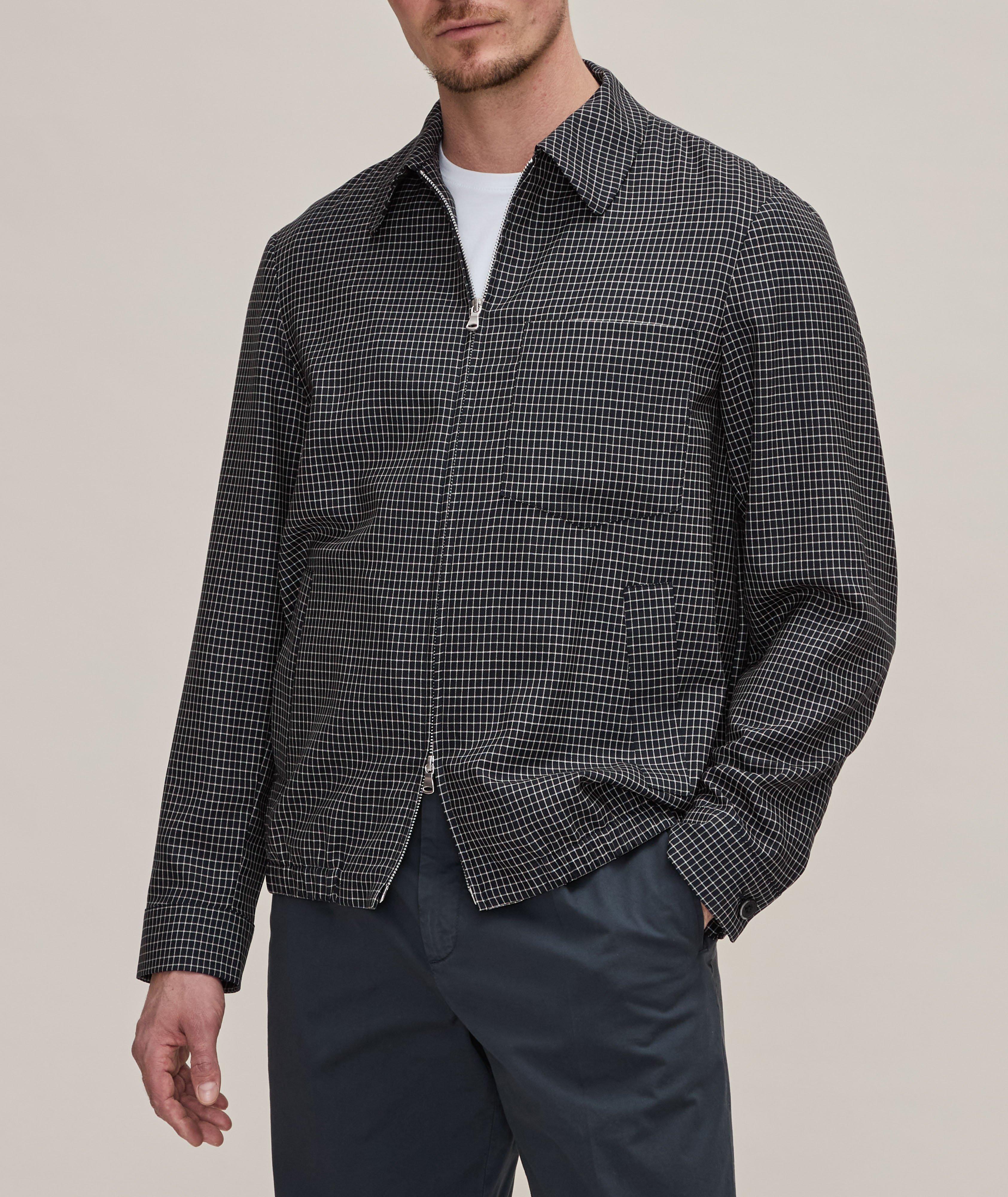 Zaleto Checkered Tropical Wool Overshirt