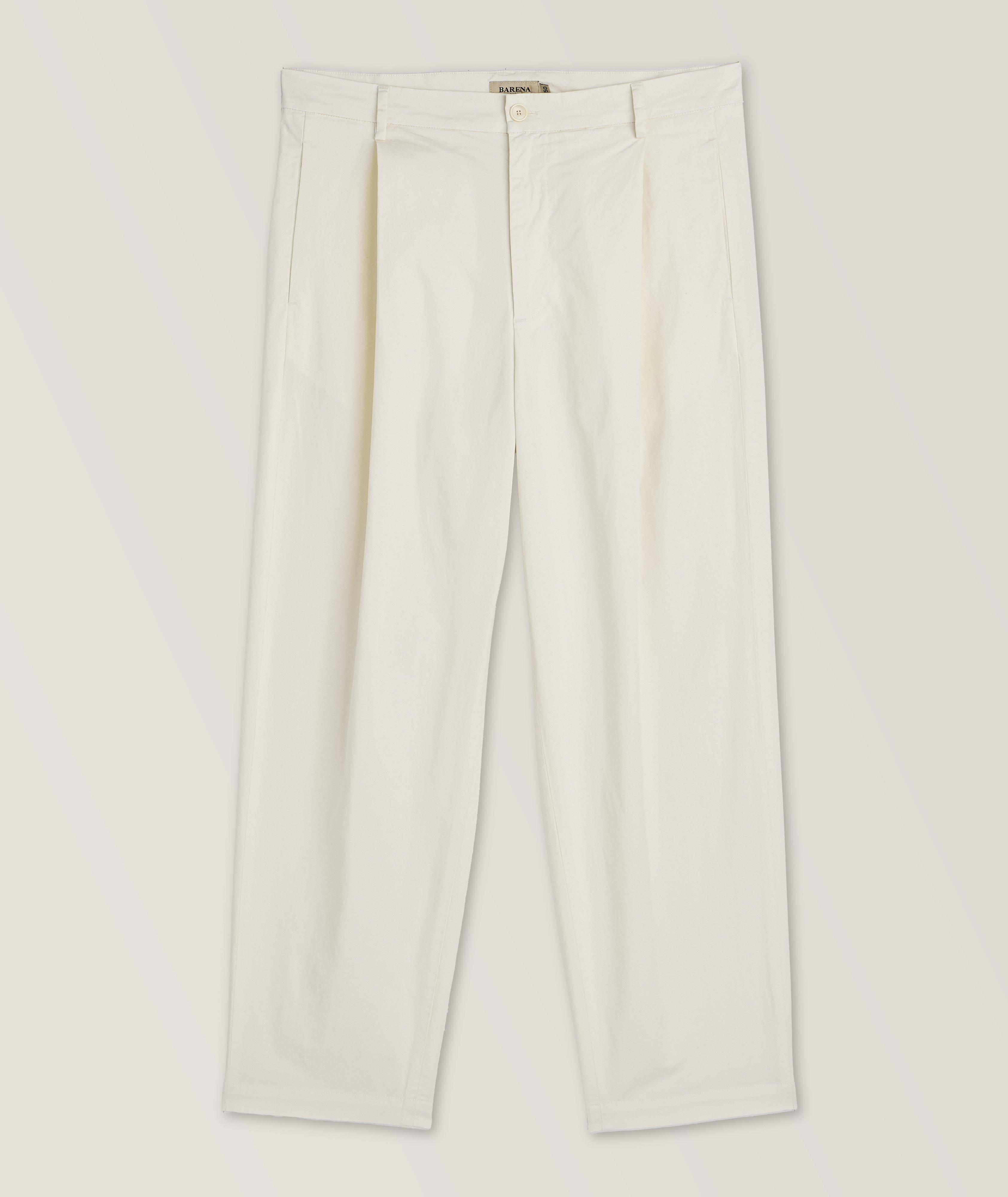 Pleated Cotton-Blend Pants